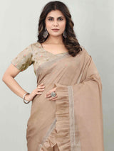 EMBELLISHED RUFFLE ORGANZA SAREE WITH BLOUSE