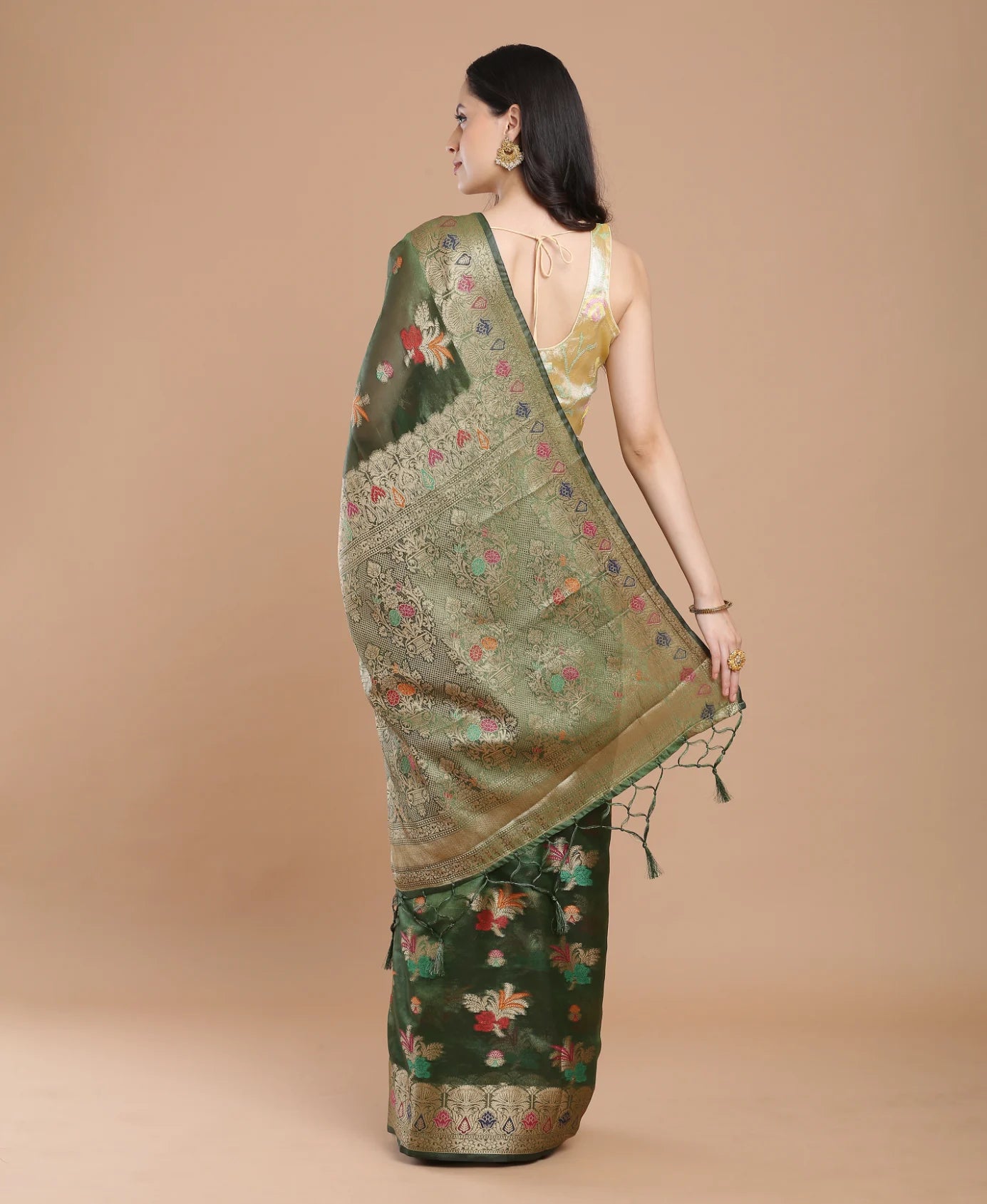GREEN SILK VICTORIA SAREE