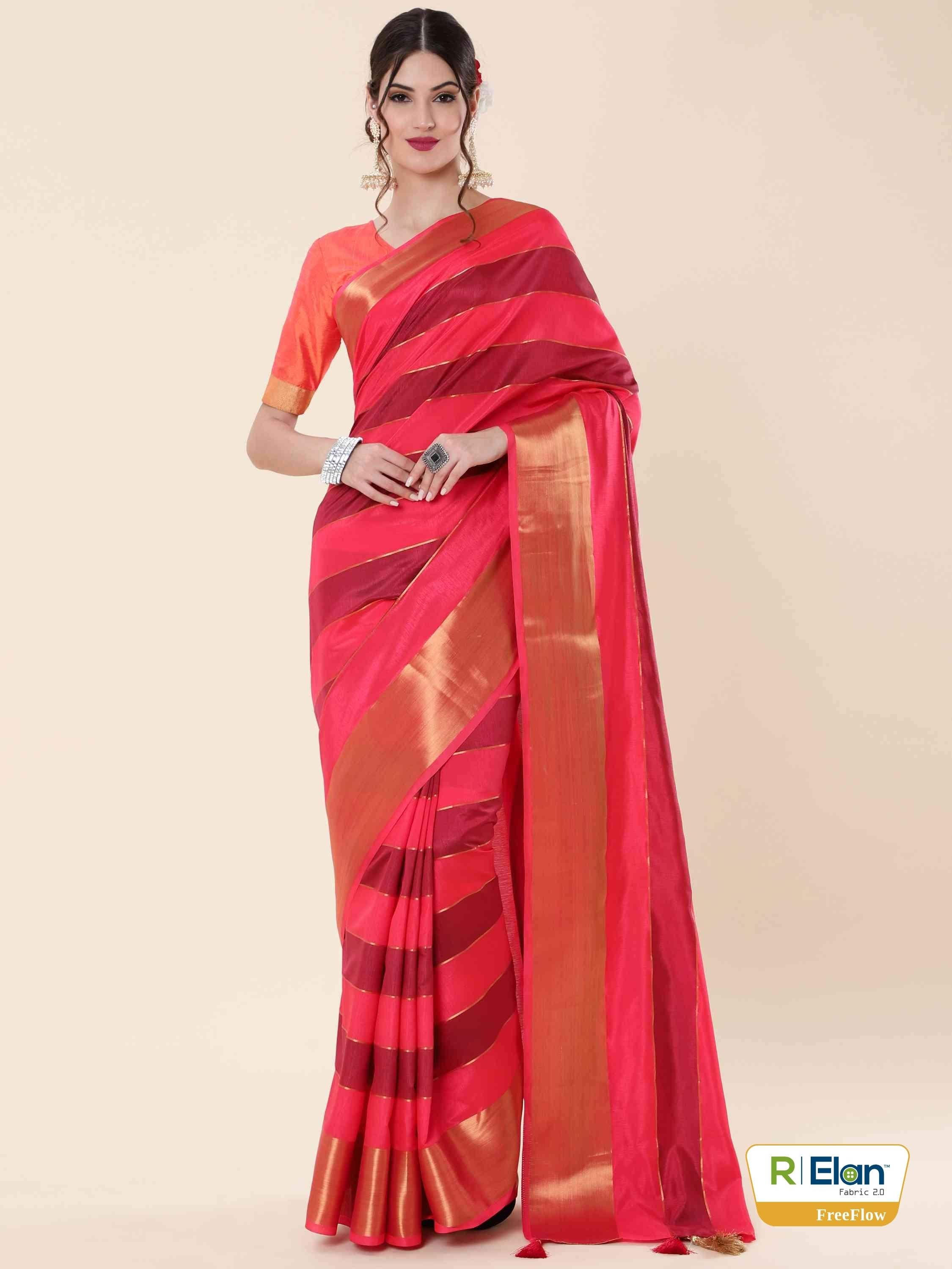 PINK EVA SILK STRAPPY SAREE