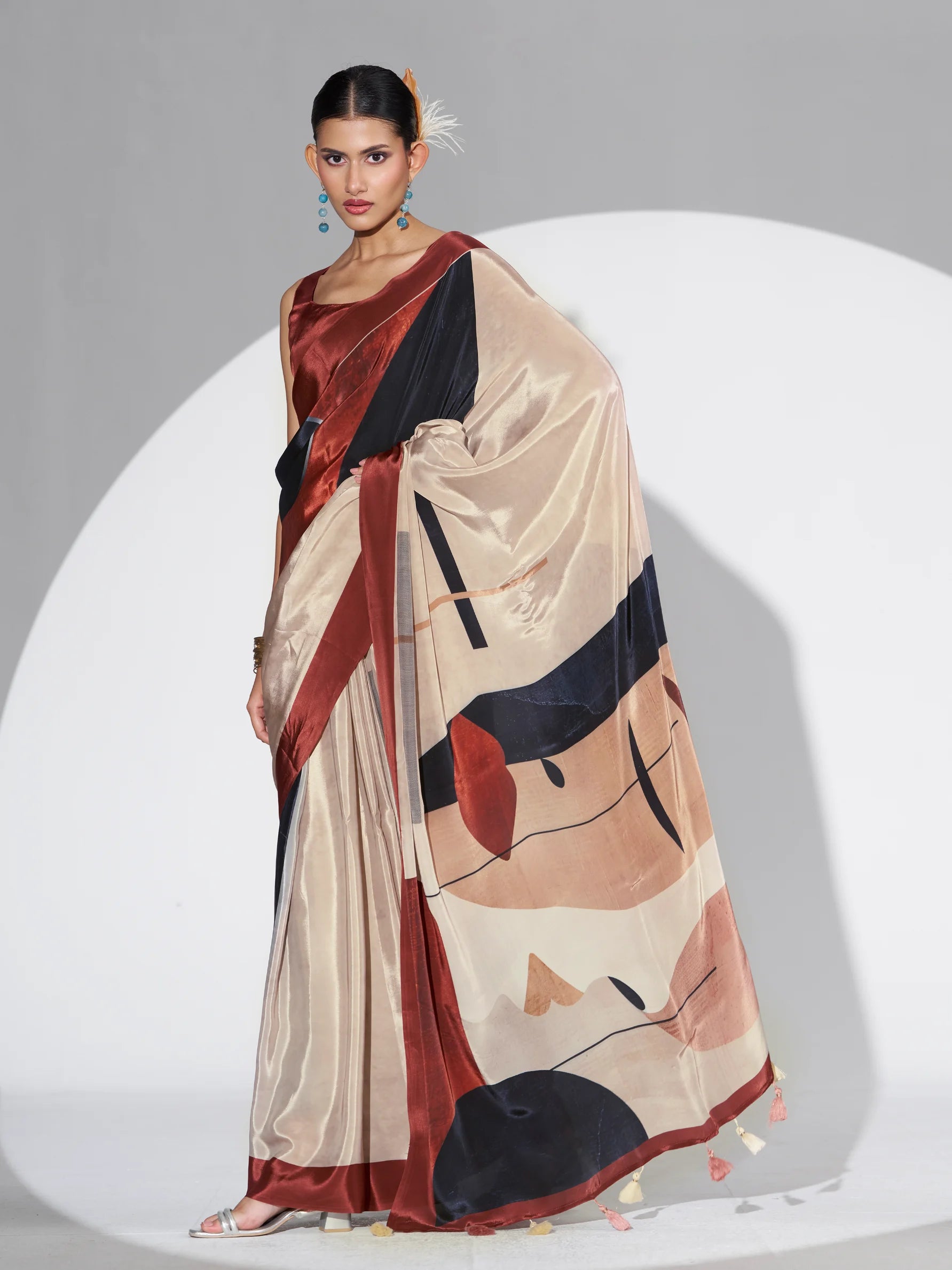 NATURAL CRAPE DIGITAL PRINTED SAREE