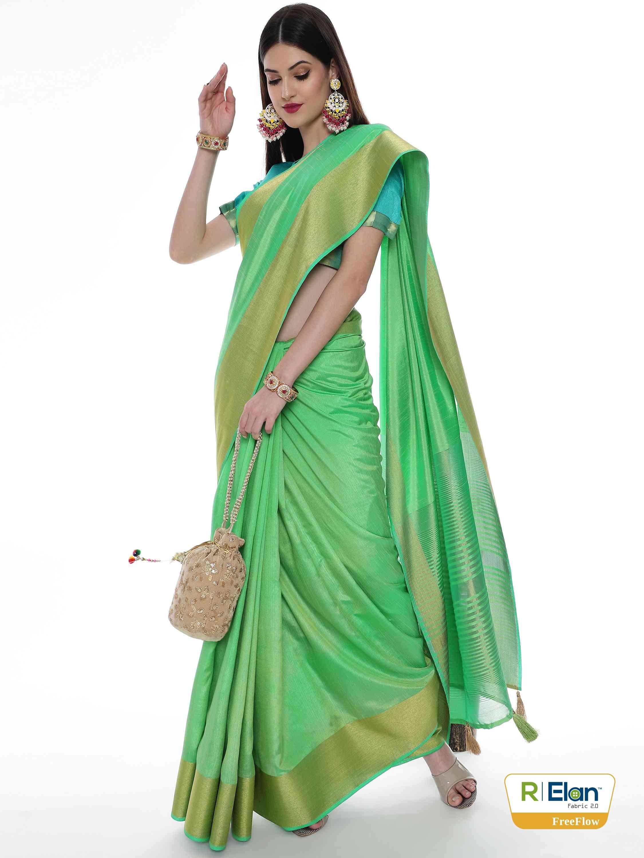 PISTA EVA SILK CHIT PALLU SAREE