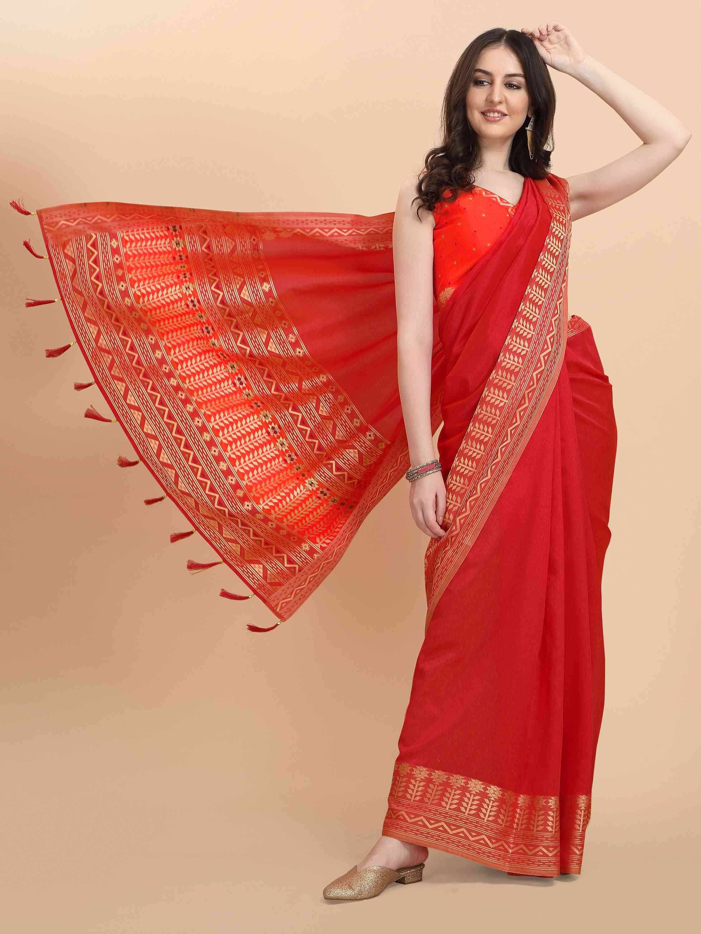 RED ELITE SILK SAREE WITH BLOUSE