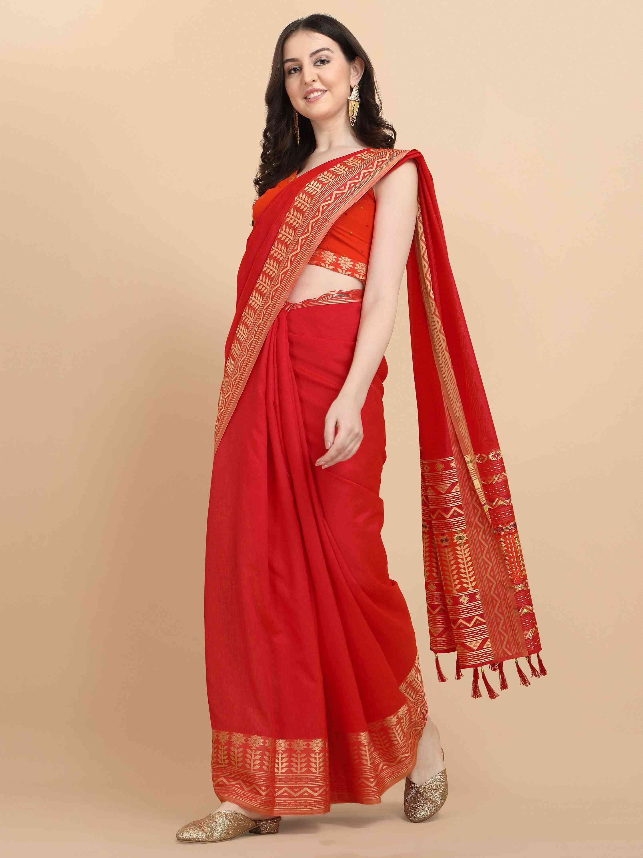 RED ELITE SILK SAREE WITH BLOUSE