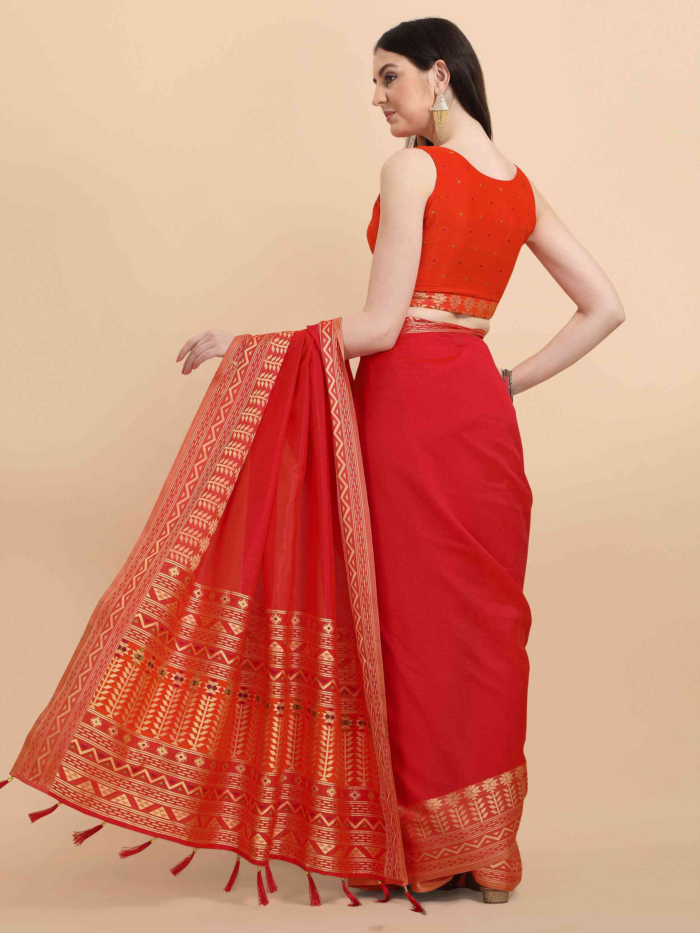 RED ELITE SILK SAREE WITH BLOUSE