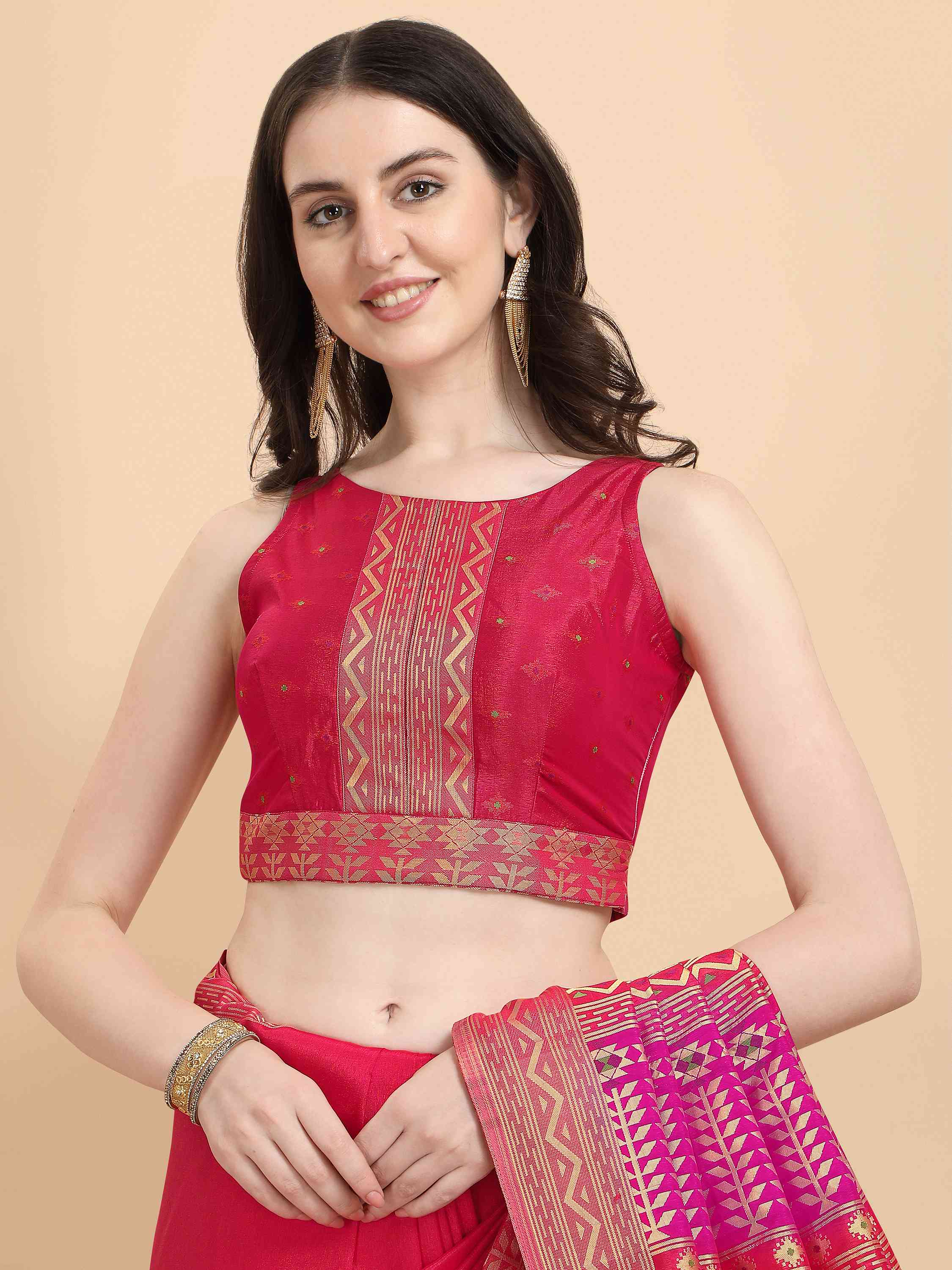 PINK ELITE SILK SAREE WITH BLOUSE