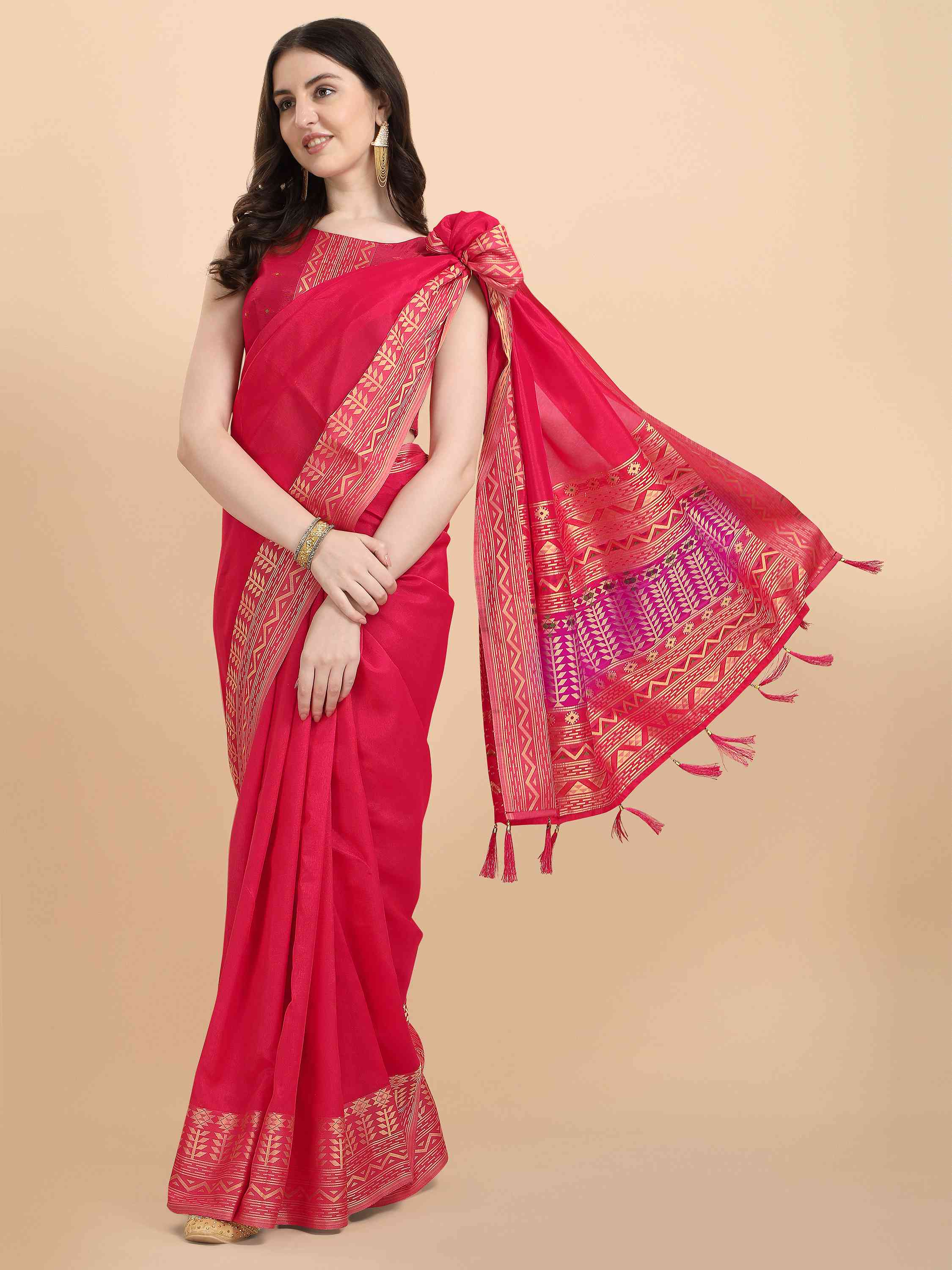 PINK ELITE SILK SAREE WITH BLOUSE