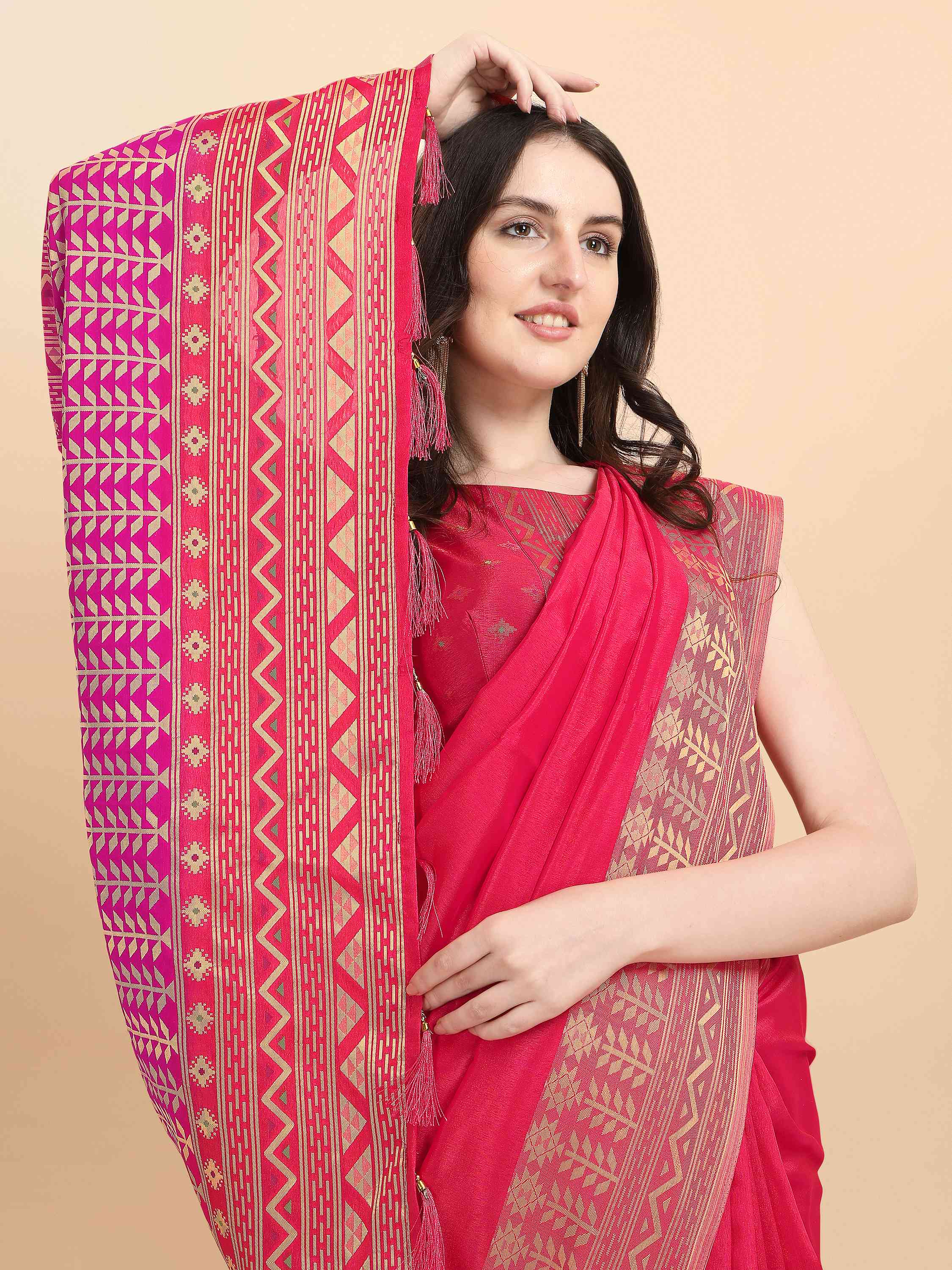 PINK ELITE SILK SAREE WITH BLOUSE