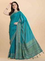 DUNGRANI BLUE ELITE SILK SAREE WITH BLOUSE