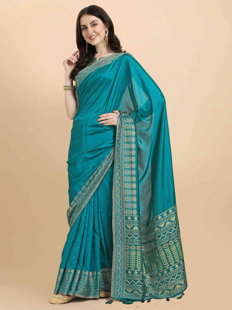 DUNGRANI BLUE ELITE SILK SAREE WITH BLOUSE