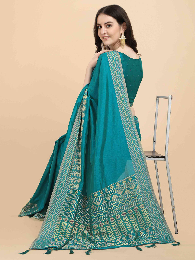 DUNGRANI BLUE ELITE SILK SAREE WITH BLOUSE