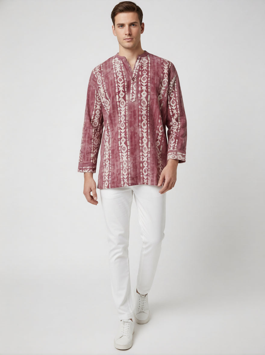 C.C NR GOLD BATIK MAUVE MENS SHIRT