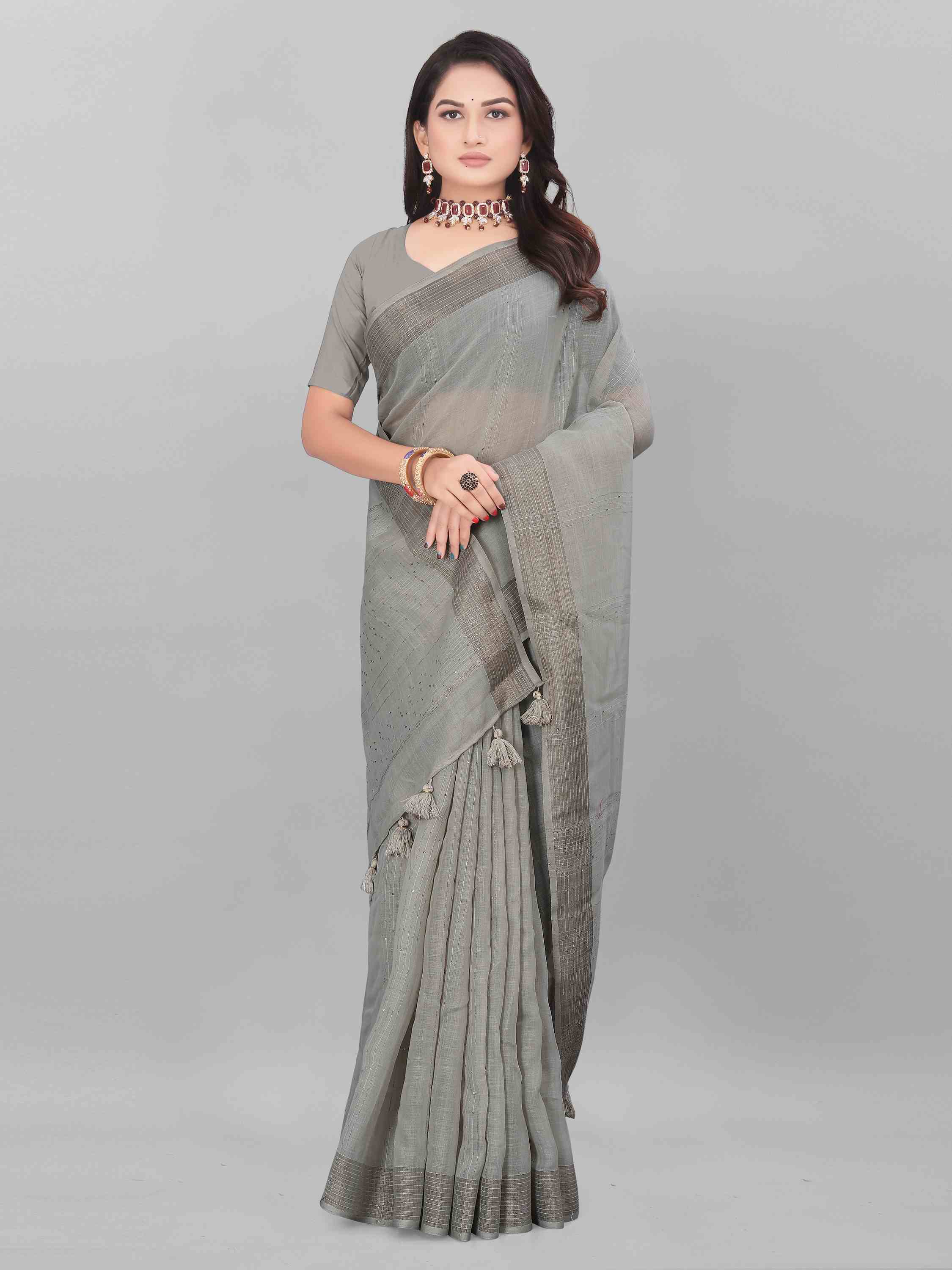 FEEZY LINEN SAREE WITH BLOUSE