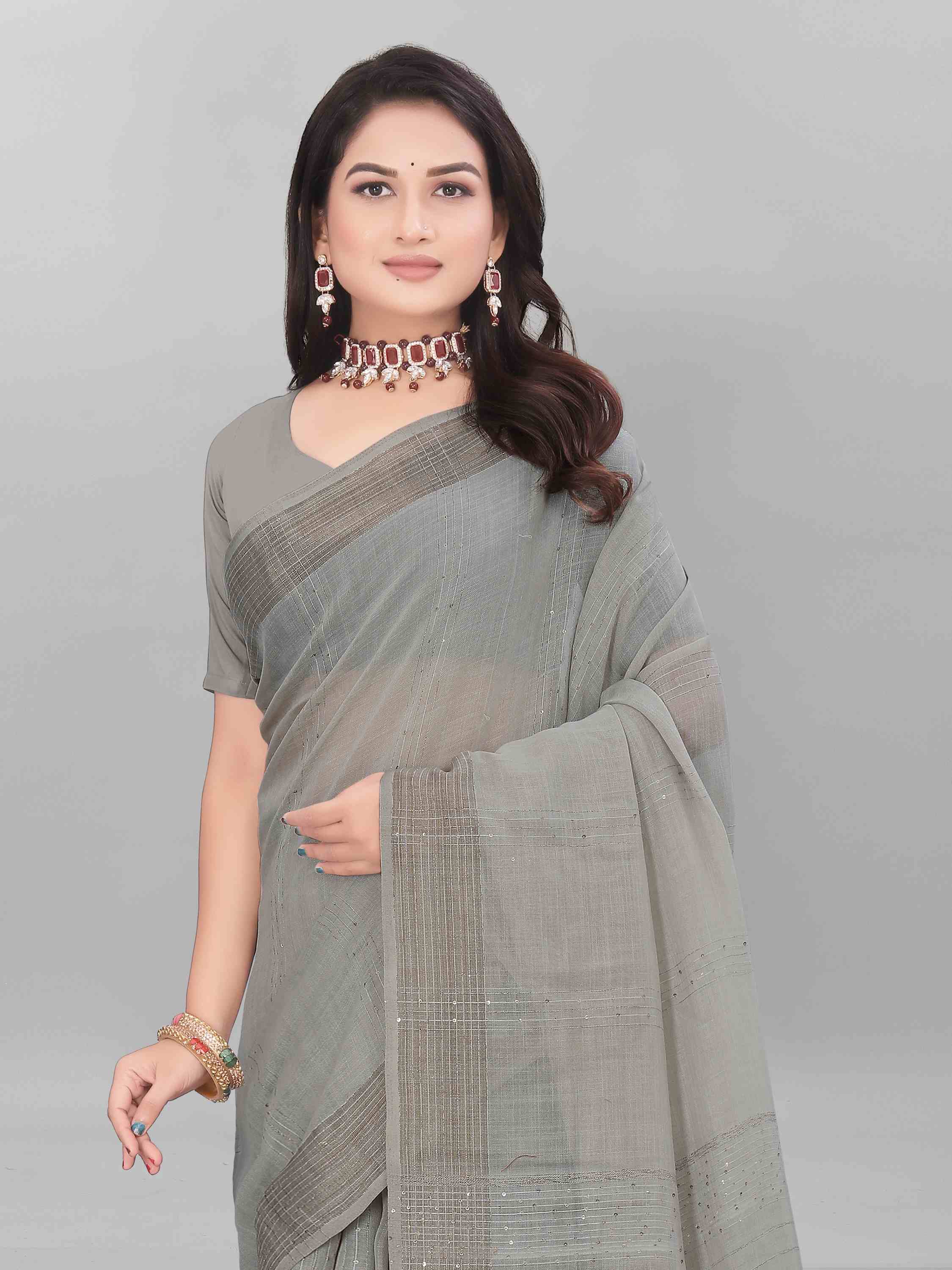 FEEZY LINEN SAREE WITH BLOUSE