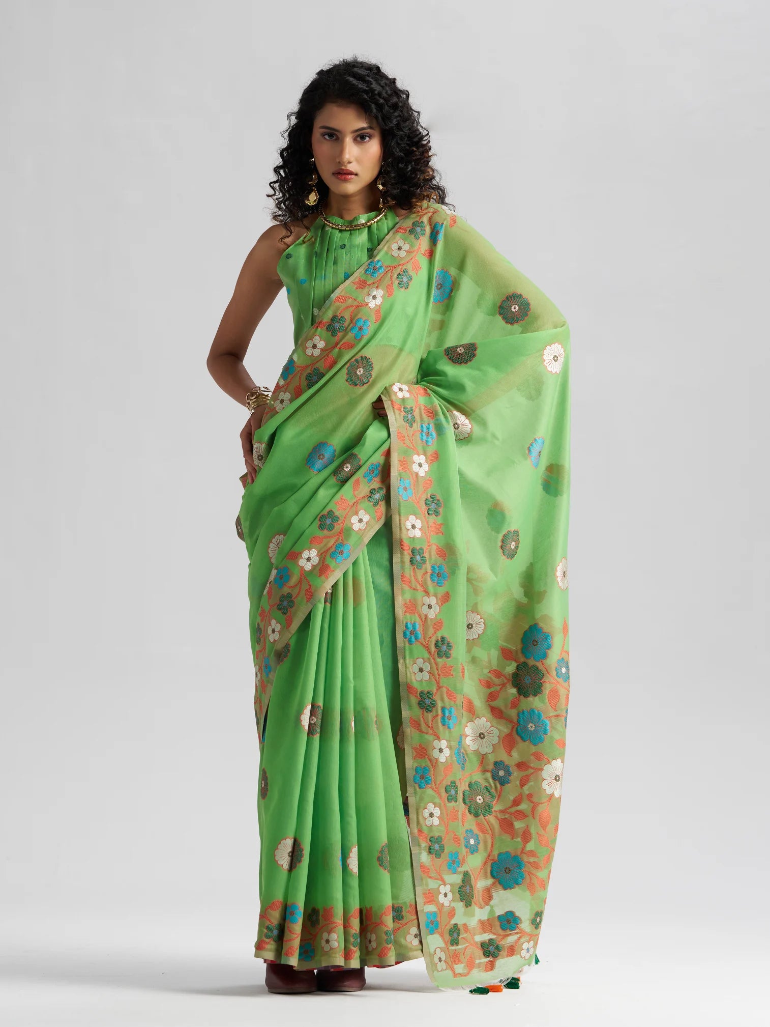 COTTON SILK GARDENIA SAREE WITH BLOUSE