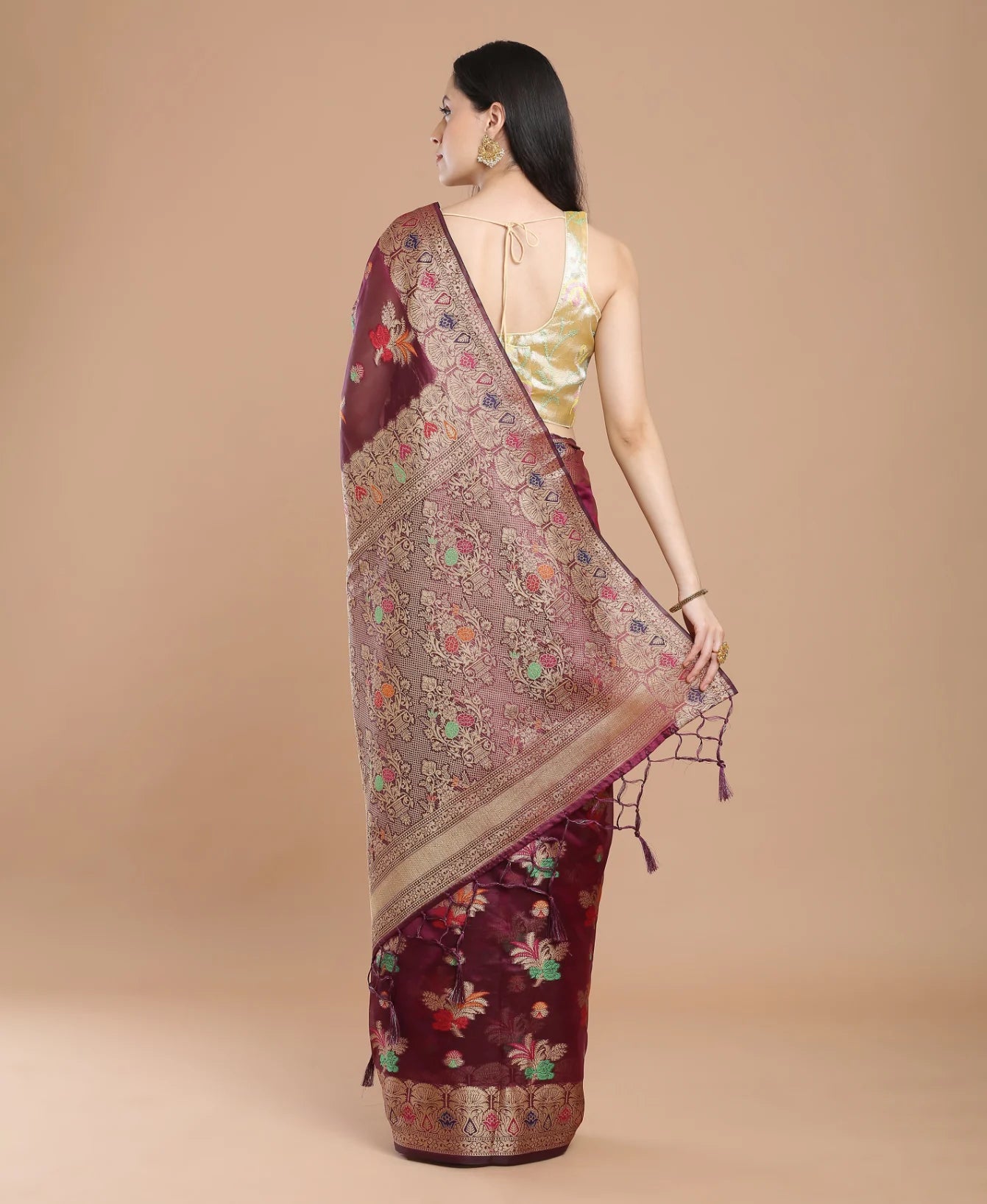 WINE SILK VICTORIA SAREE