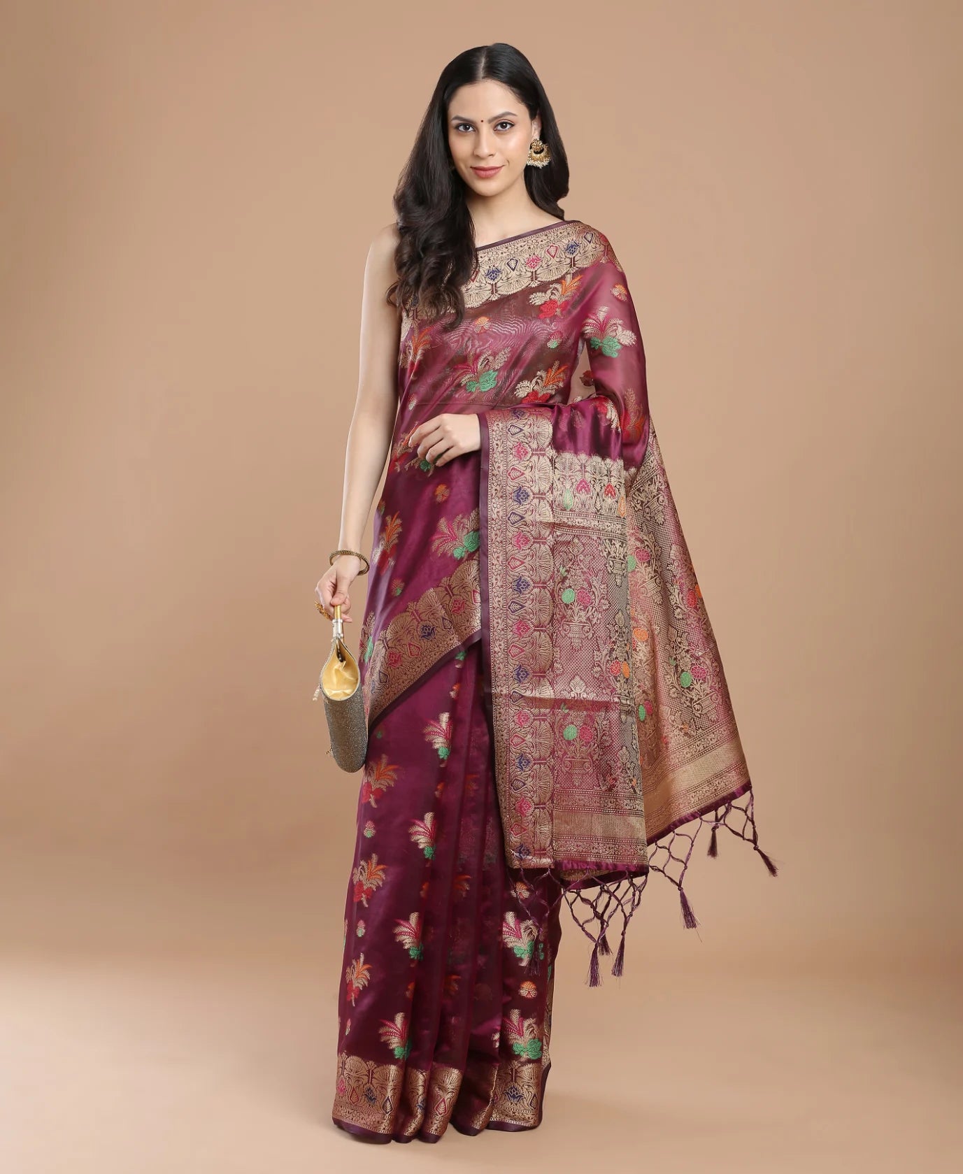 WINE SILK VICTORIA SAREE