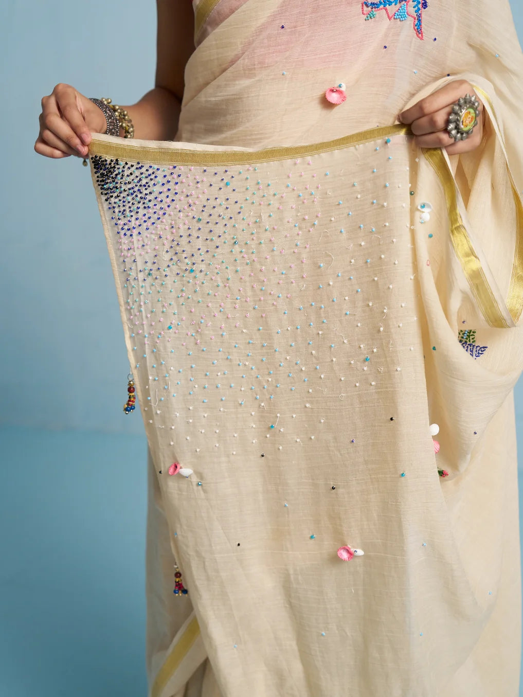 VISCOSE MUL AQUA SAREE