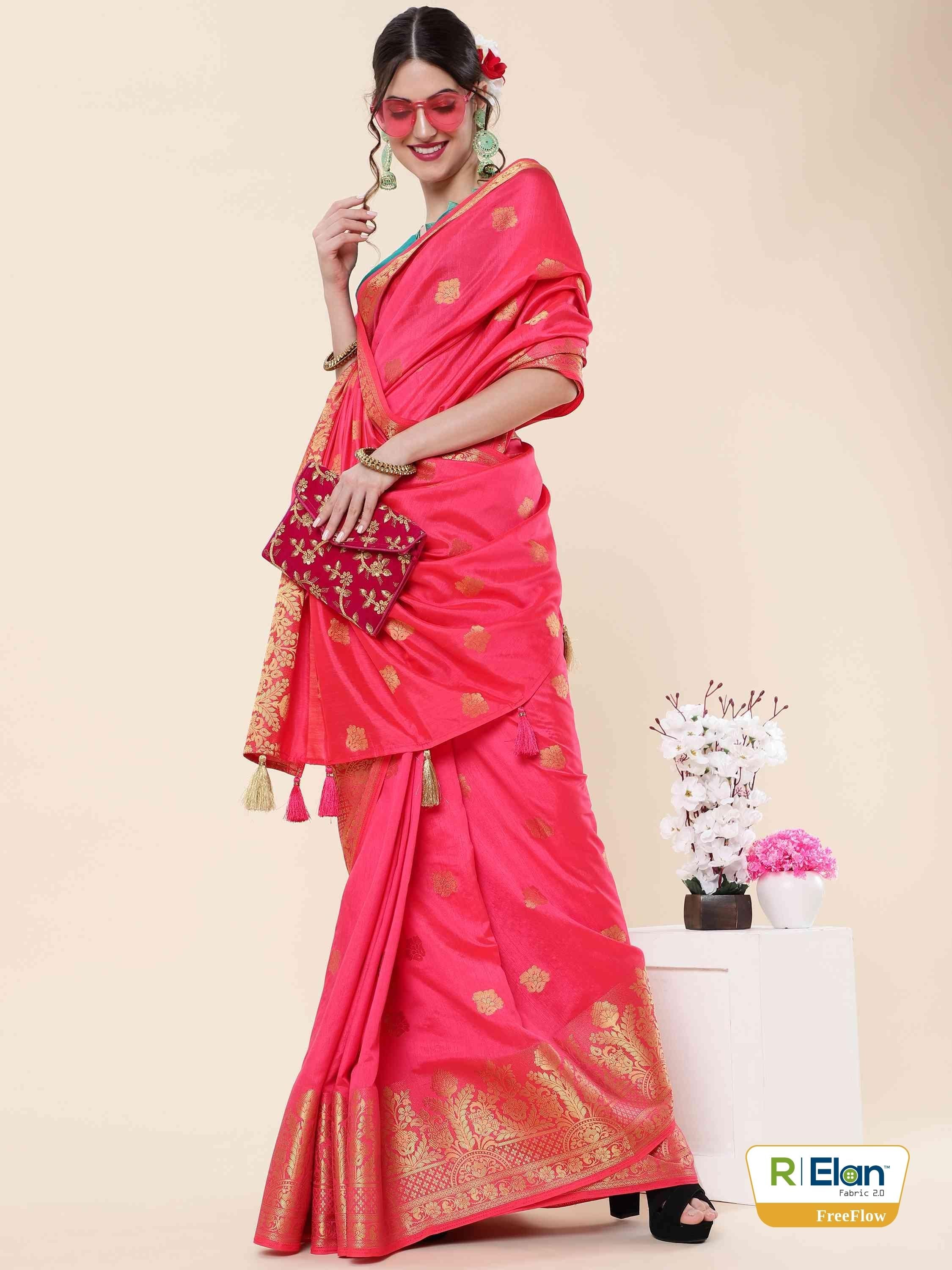 PINK SILK ROSE PETALS SAREE