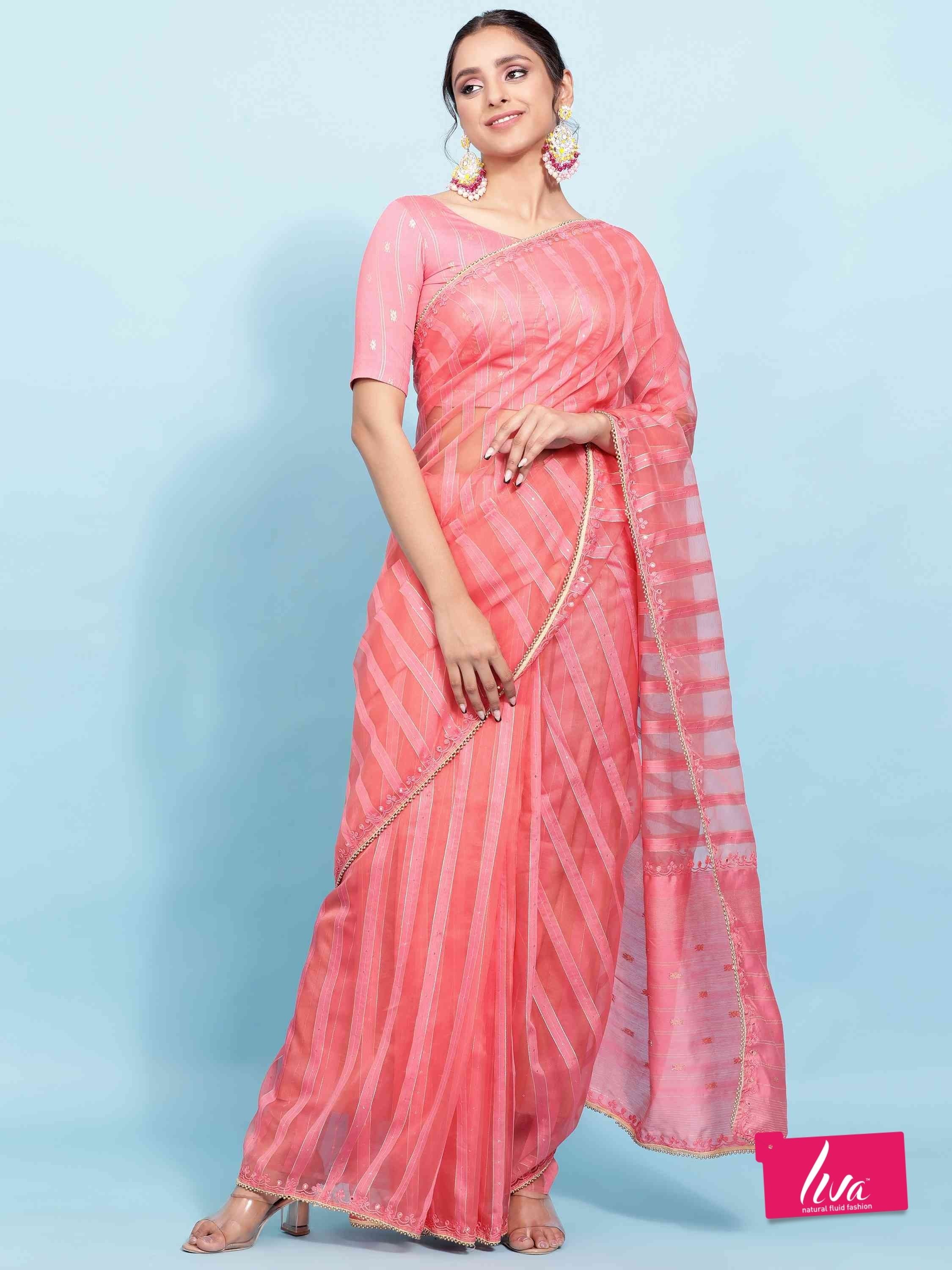 PINK FEEZY FIGARO LIVA SILK SAREE