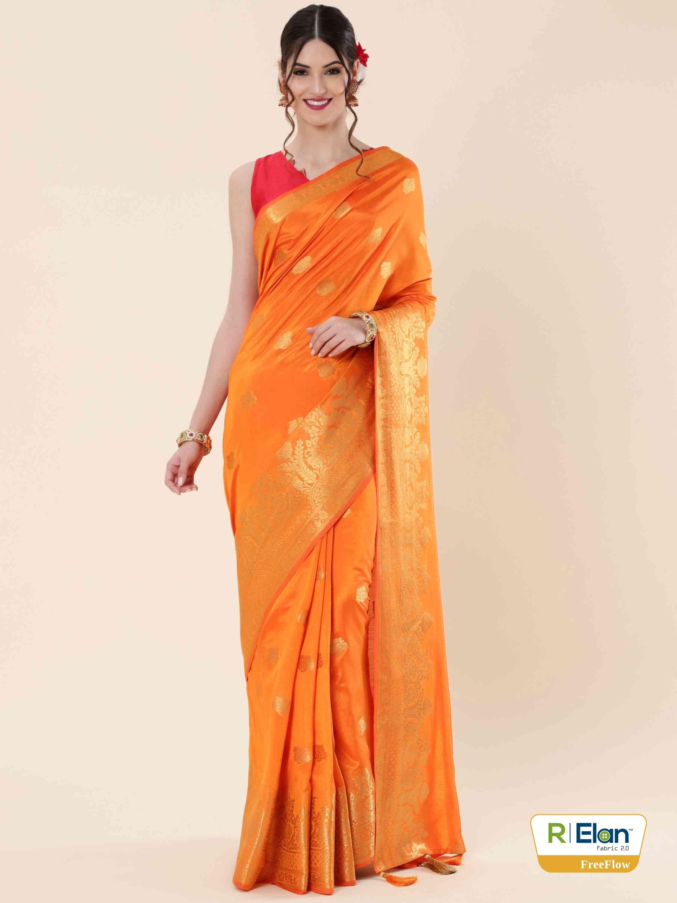 YELLOW SILK ROSE PETALS SAREE