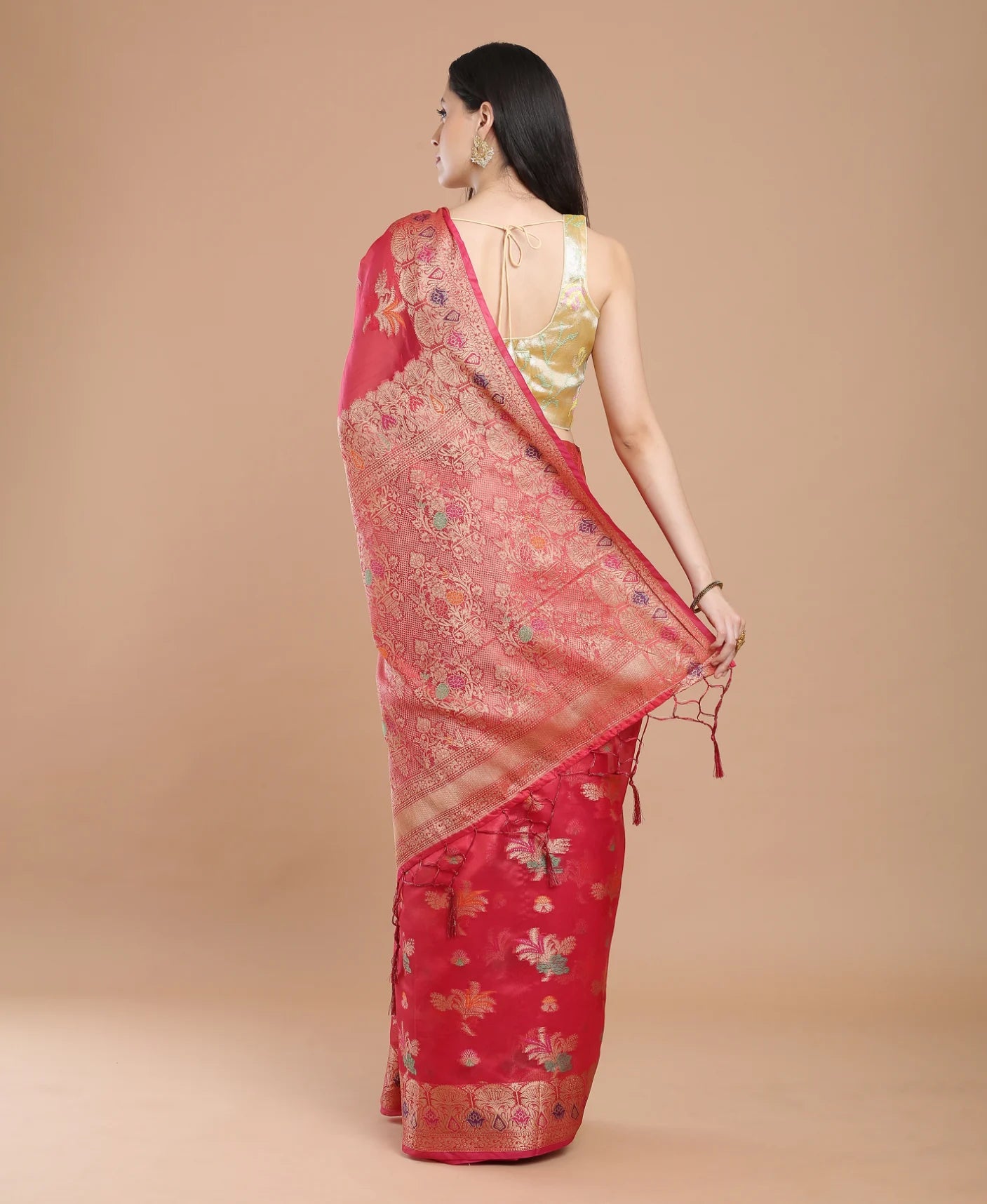 RED SILK VICTORIA SAREE