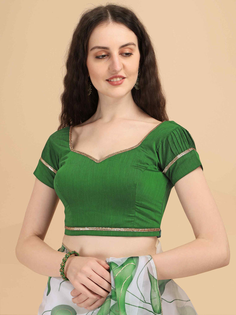 GREEN SOFTY DIGITAL WITH FOIL SAREE