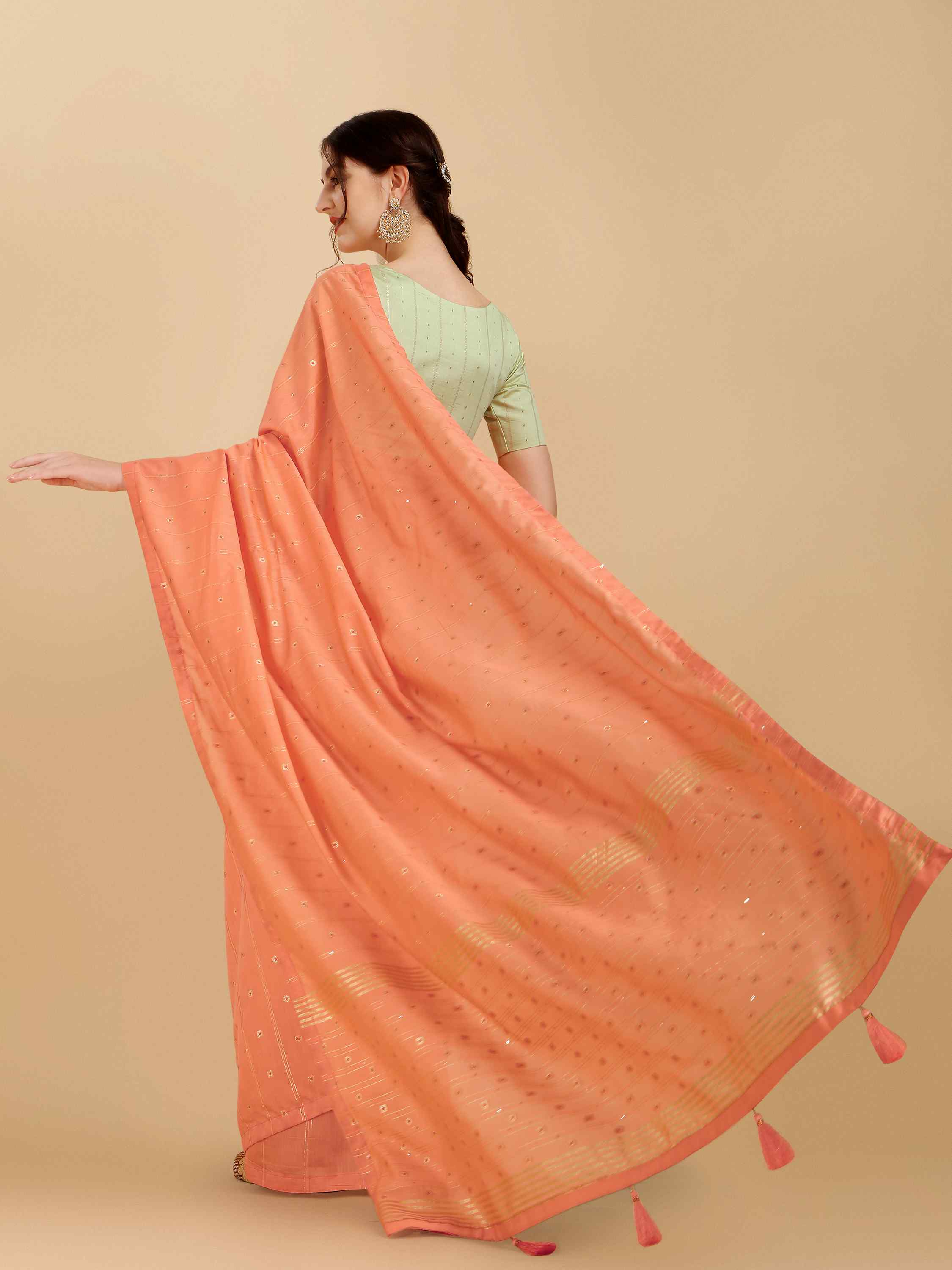 PEACH LIVA FEEZY FIGARO SILK SAREE