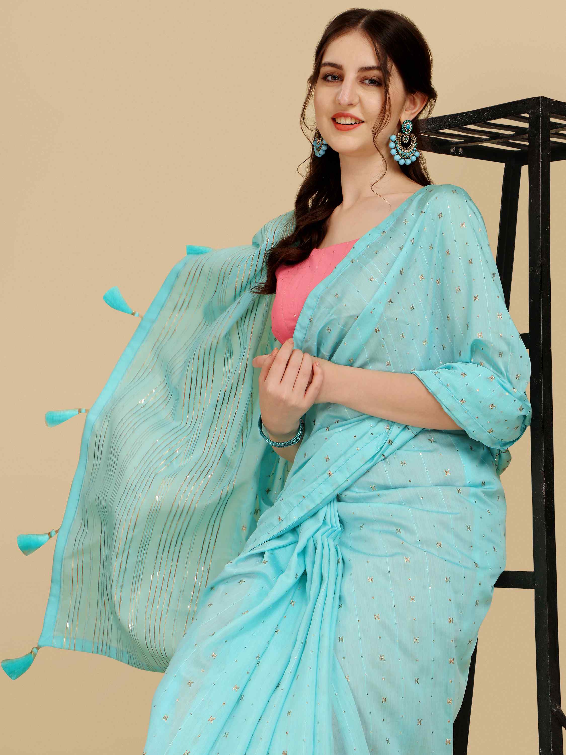 FEEZY FIGARO TURQUOISE LIVA SILK SAREE