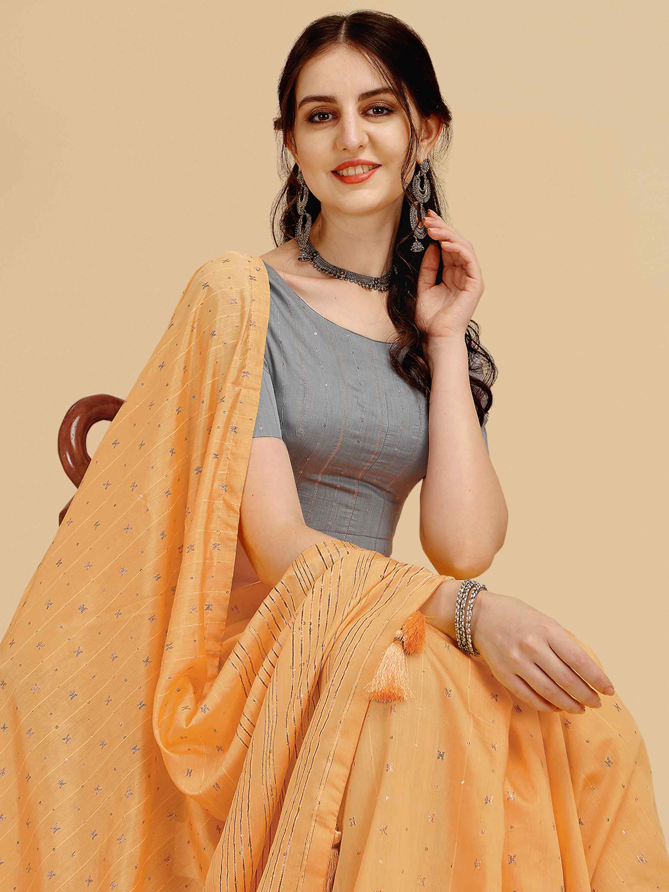 FEEZY FIGARO YELLOW LIVA SILK SAREE