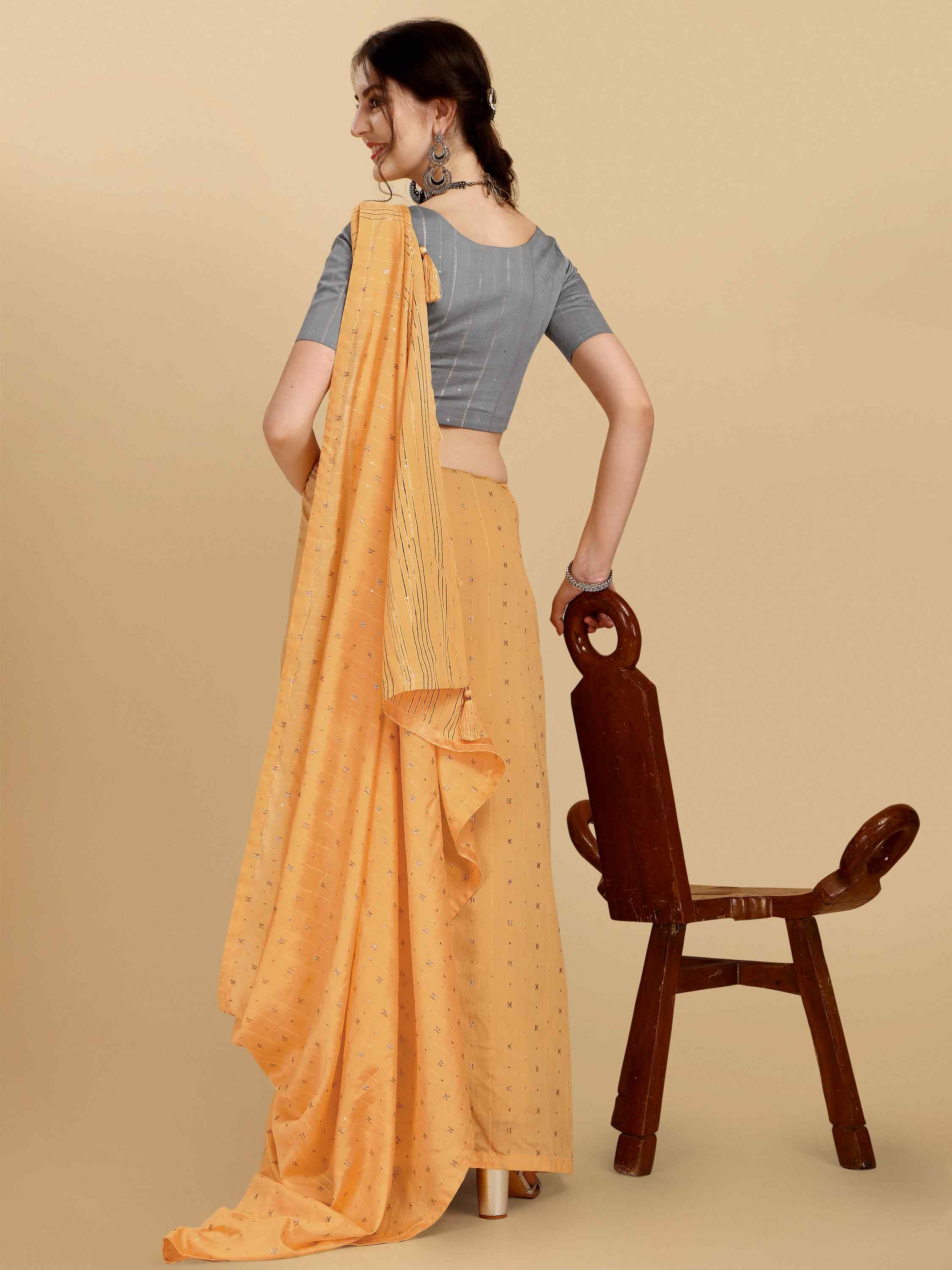 FEEZY FIGARO YELLOW LIVA SILK SAREE