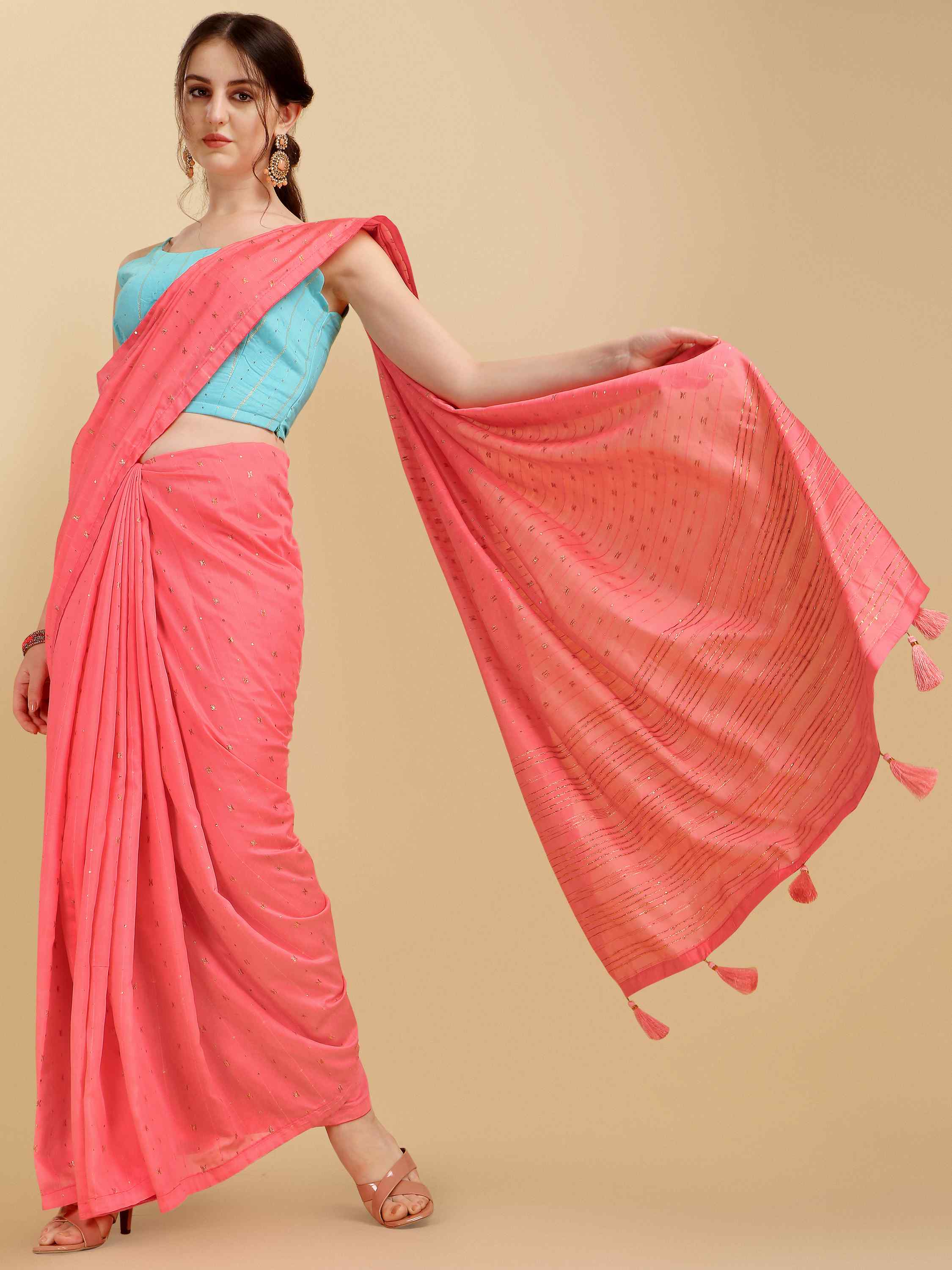 FEEZY FIGARO PINK LIVA SILK SAREE