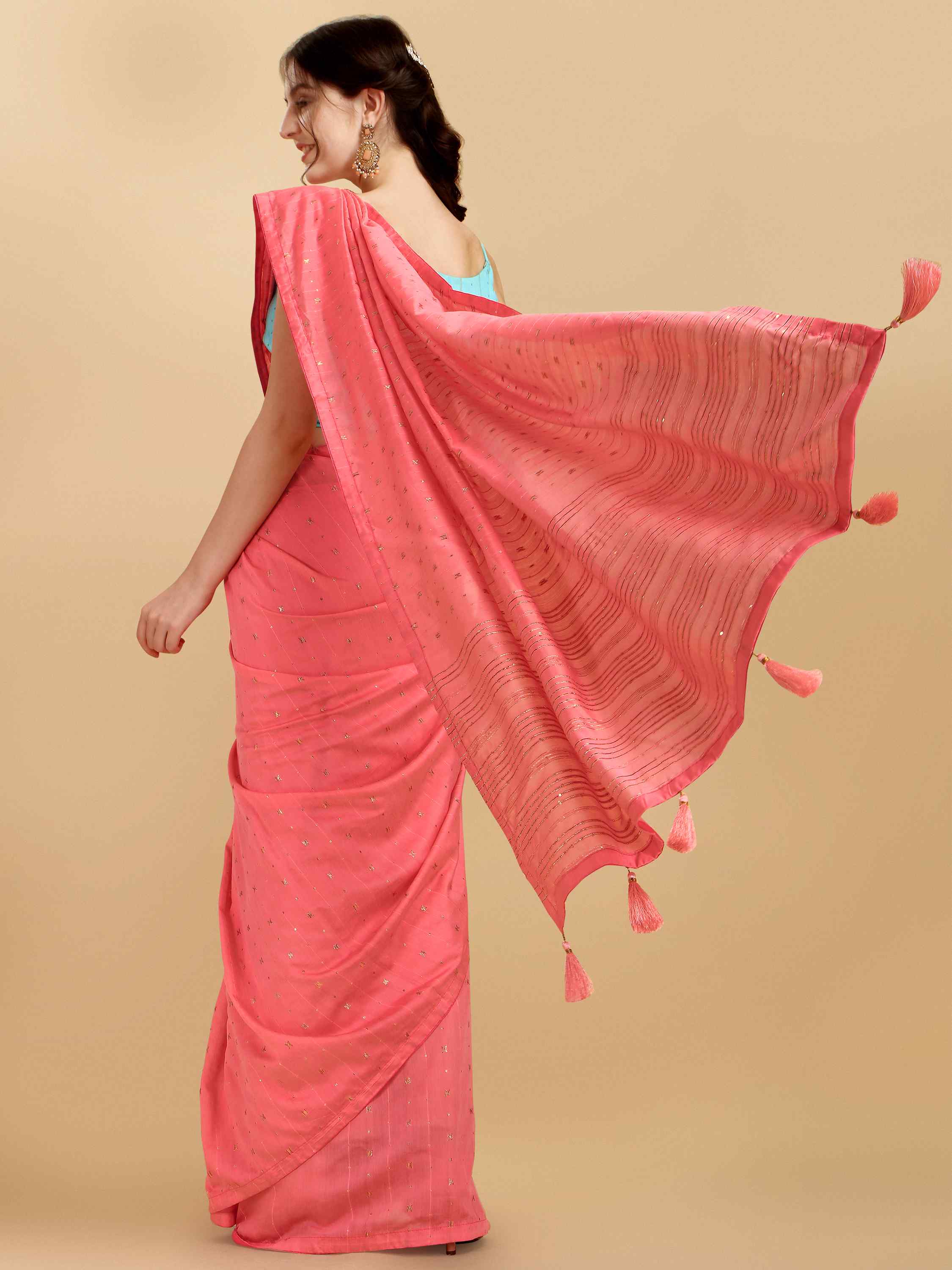 FEEZY FIGARO PINK LIVA SILK SAREE