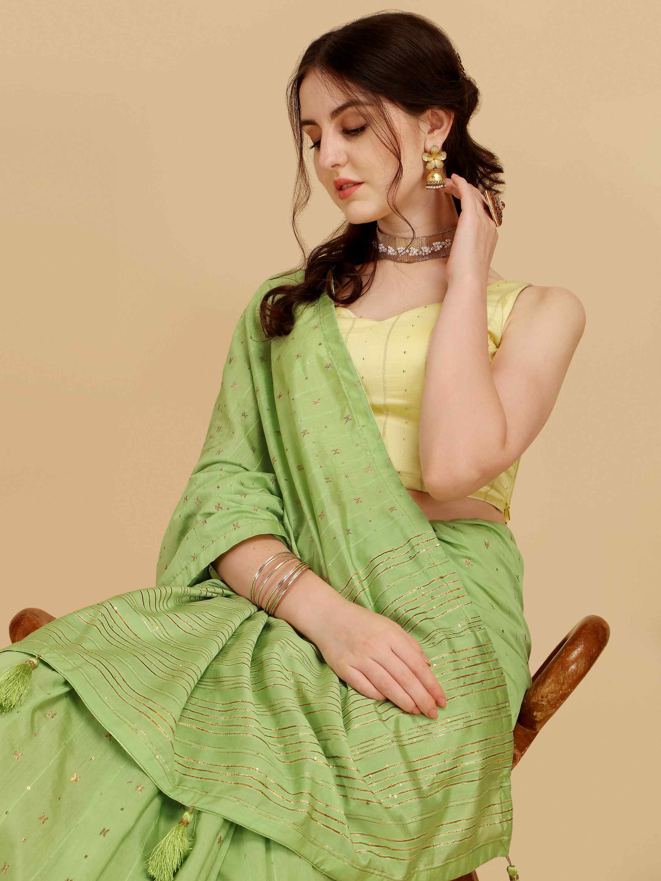 FEEZY FIGARO PISTA LIVA SILK SAREE