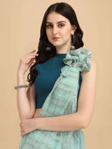 DUNGRANI BLUE FEEZY MULTIMELON ORGANZA SILK SAREE