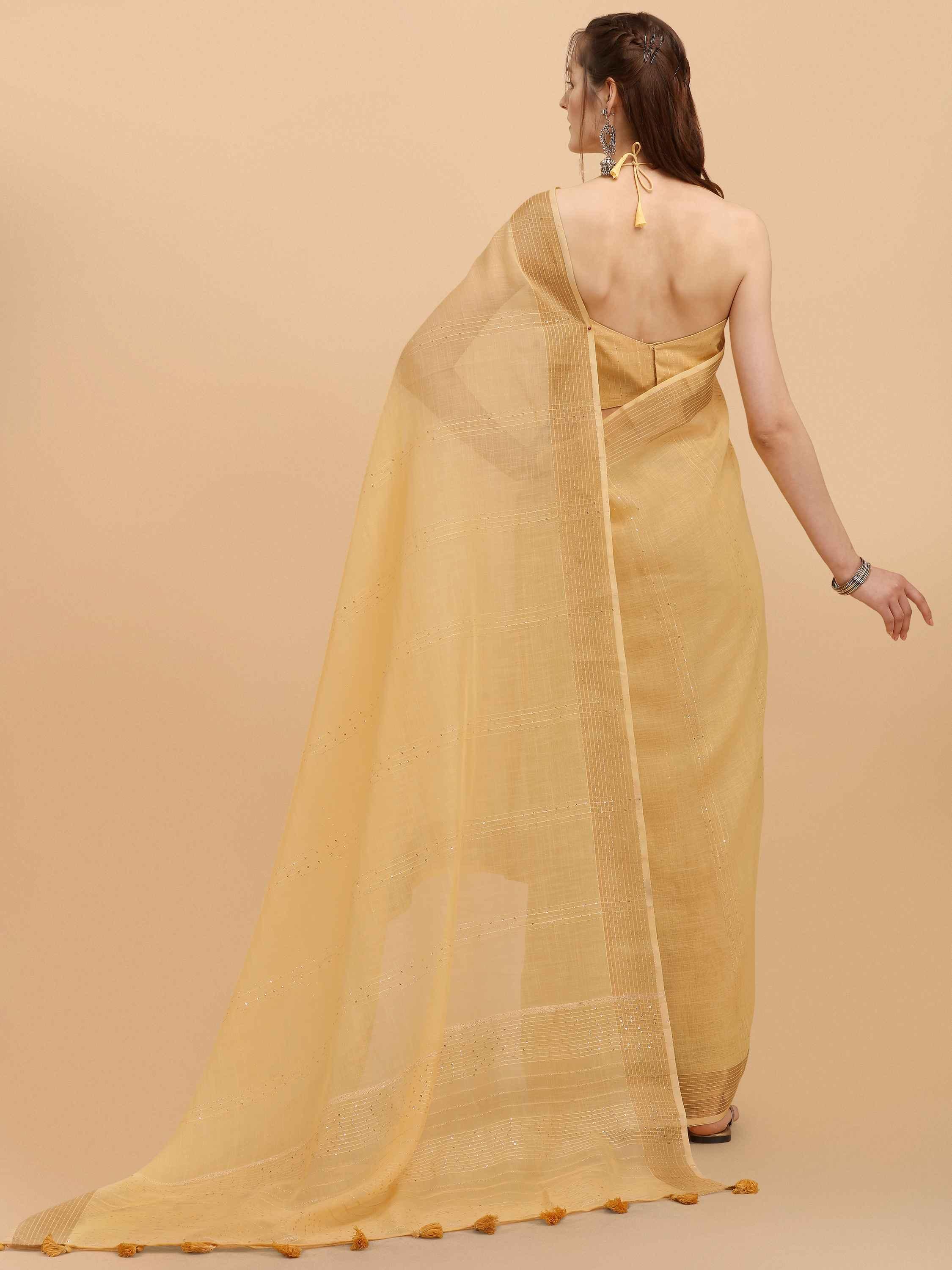 DUNGRANI FEEZY LINEN SAREE WITH BLOUSE - DUNGRANI