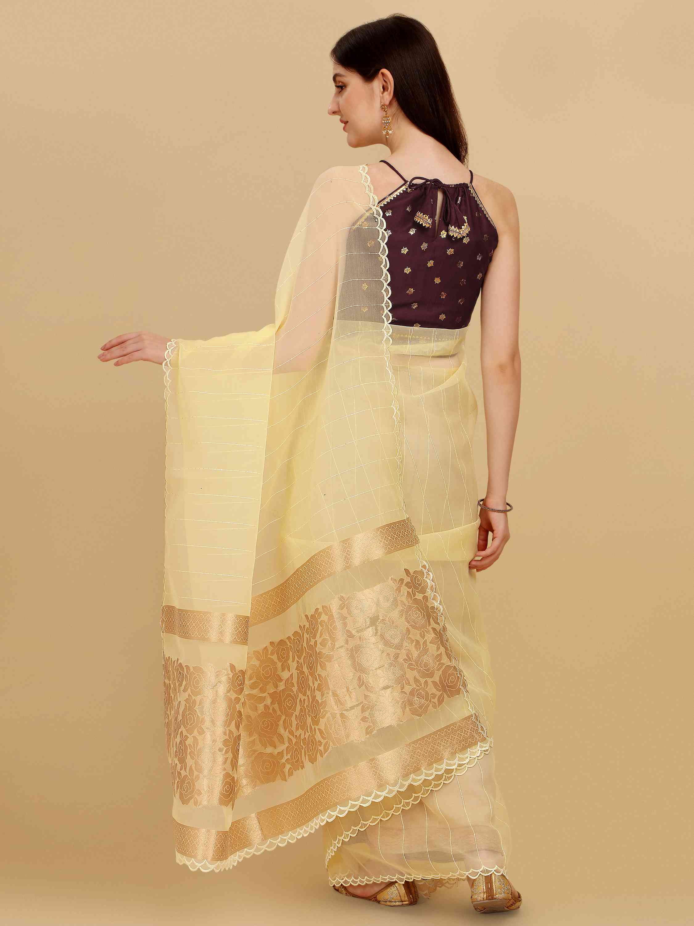  YELLOW ROSE FEEZY ORGANZA SILK SAREE