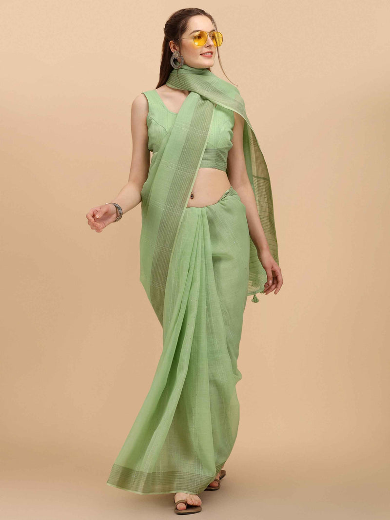 DUNGRANI FEEZY LINEN SAREE WITH BLOUSE - DUNGRANI