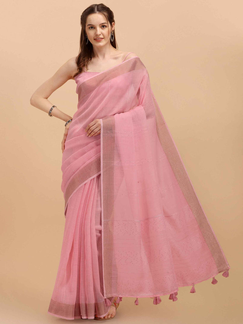 DUNGRANI FEEZY LINEN SAREE WITH BLOUSE - DUNGRANI