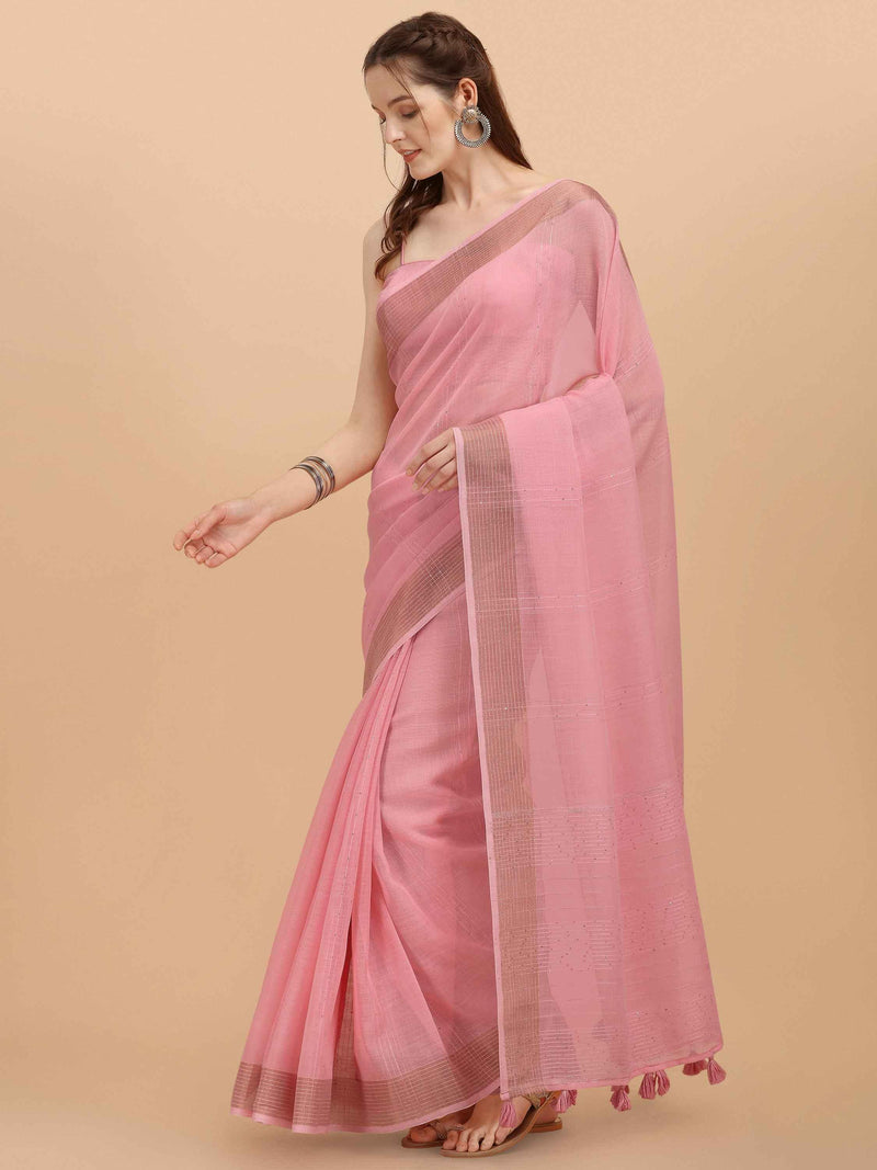 DUNGRANI FEEZY LINEN SAREE WITH BLOUSE - DUNGRANI