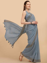 DUNGRANI FEEZY LINEN SAREE WITH BLOUSE - DUNGRANI