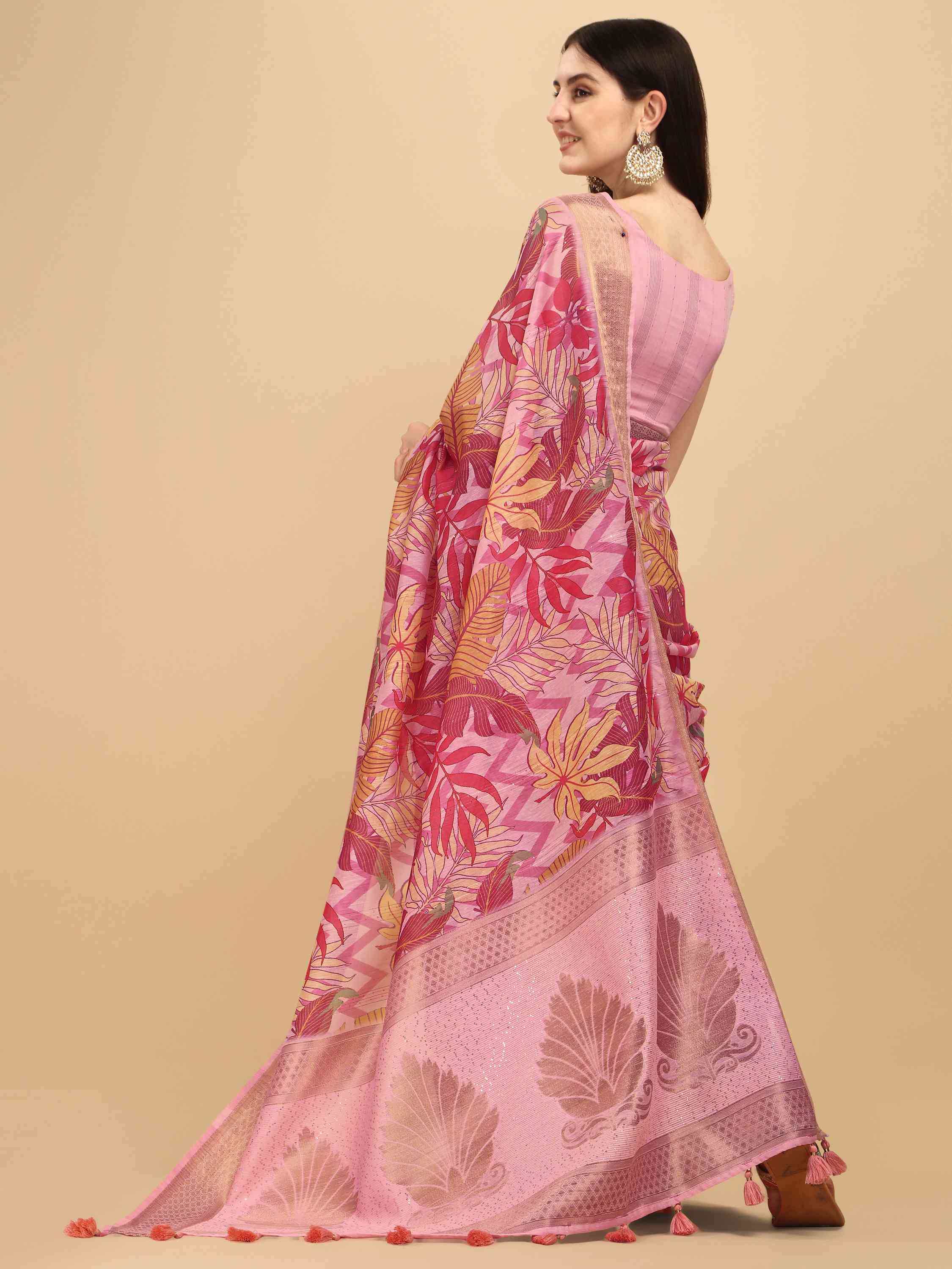 DUNGRANI PINK COTTON SILK DIGITAL PRINT SAREE