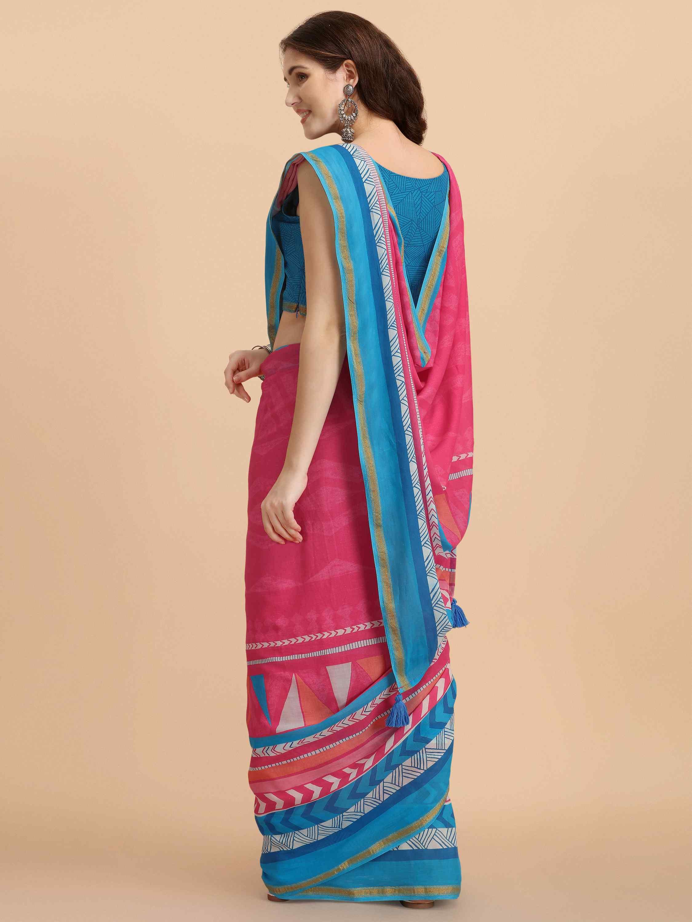 DUNGRANI COTTON LIVA SAREE WITH BLOUSE - DUNGRANI