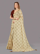 CHICKOO ORGANZA FOIL SAREE WITH BLOUSE