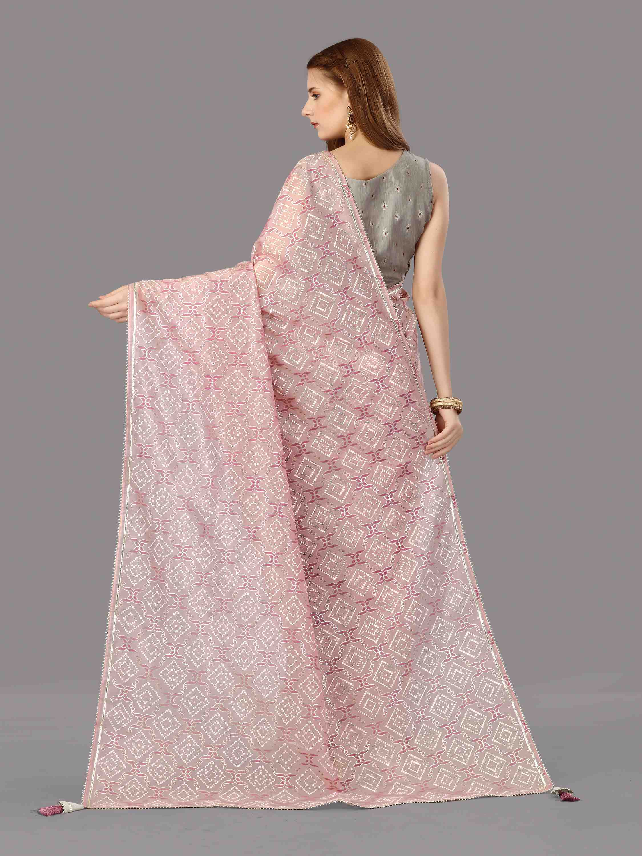 LILAC ORGANZA FOIL SAREE WITH BLOUSE