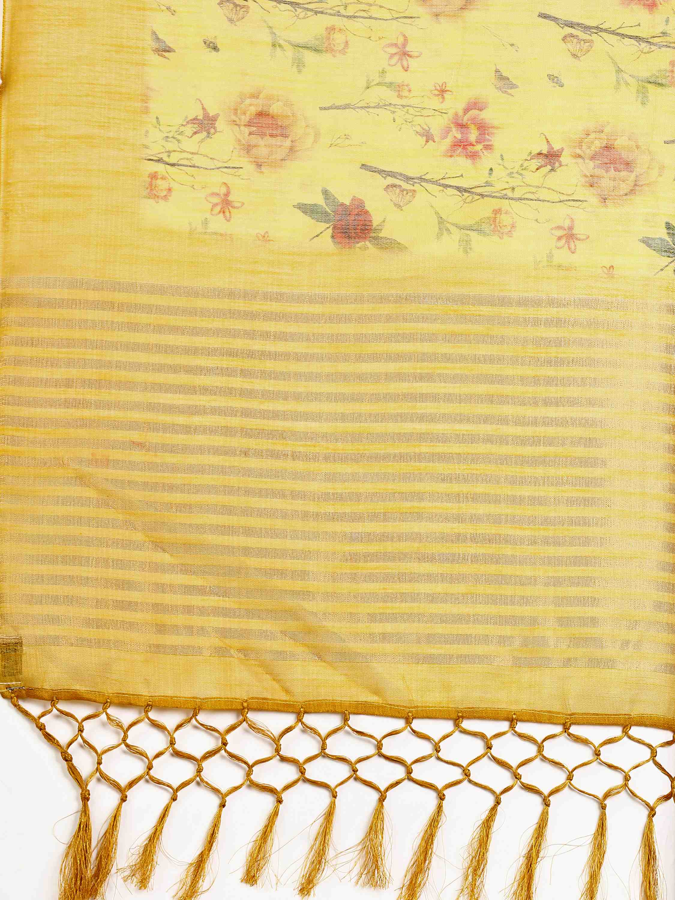 MUSTARD DIGITAL CHITT PALLU SAREE