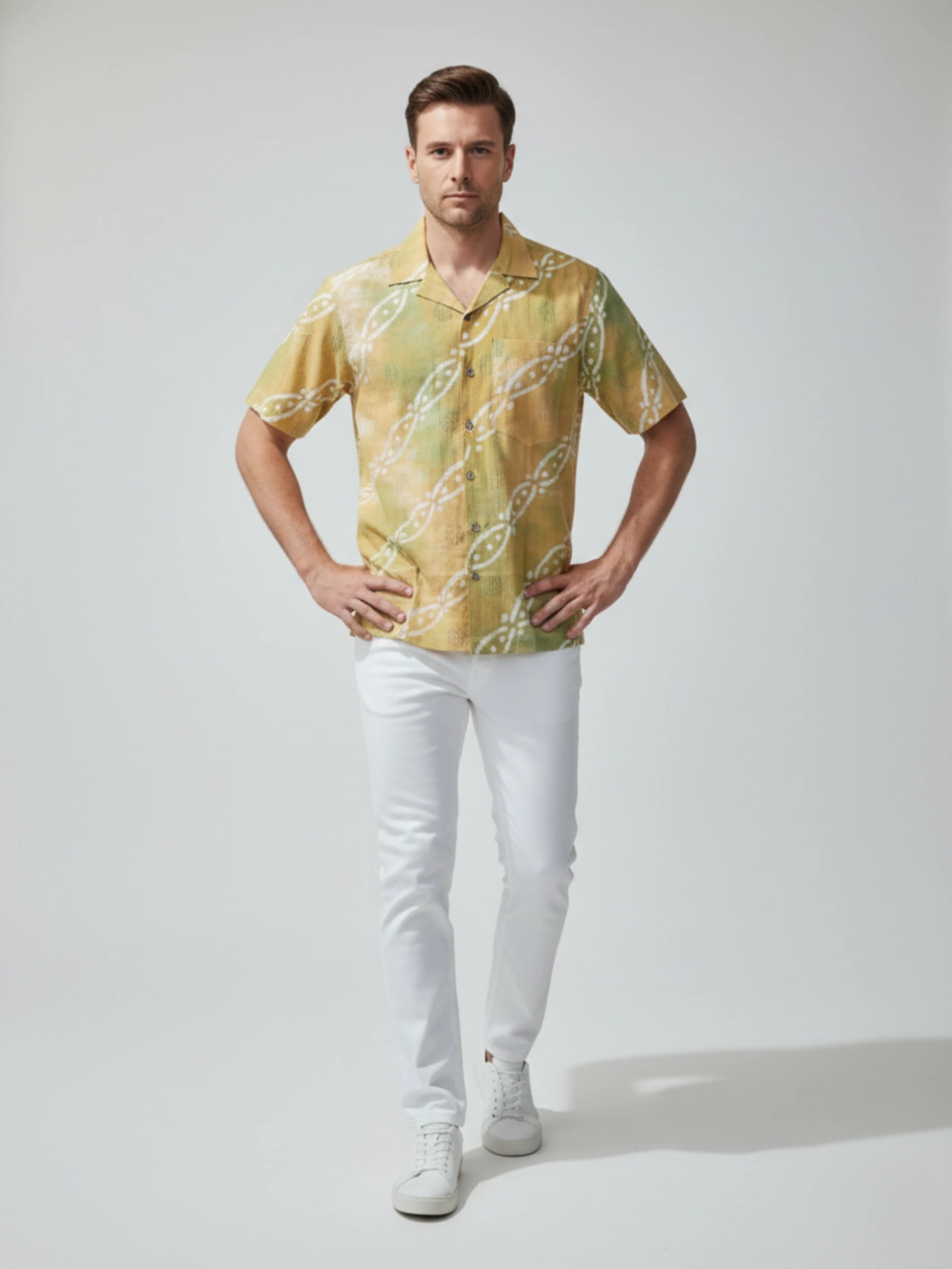 C.C COIN BATIK YELLOW MENS SHIRT