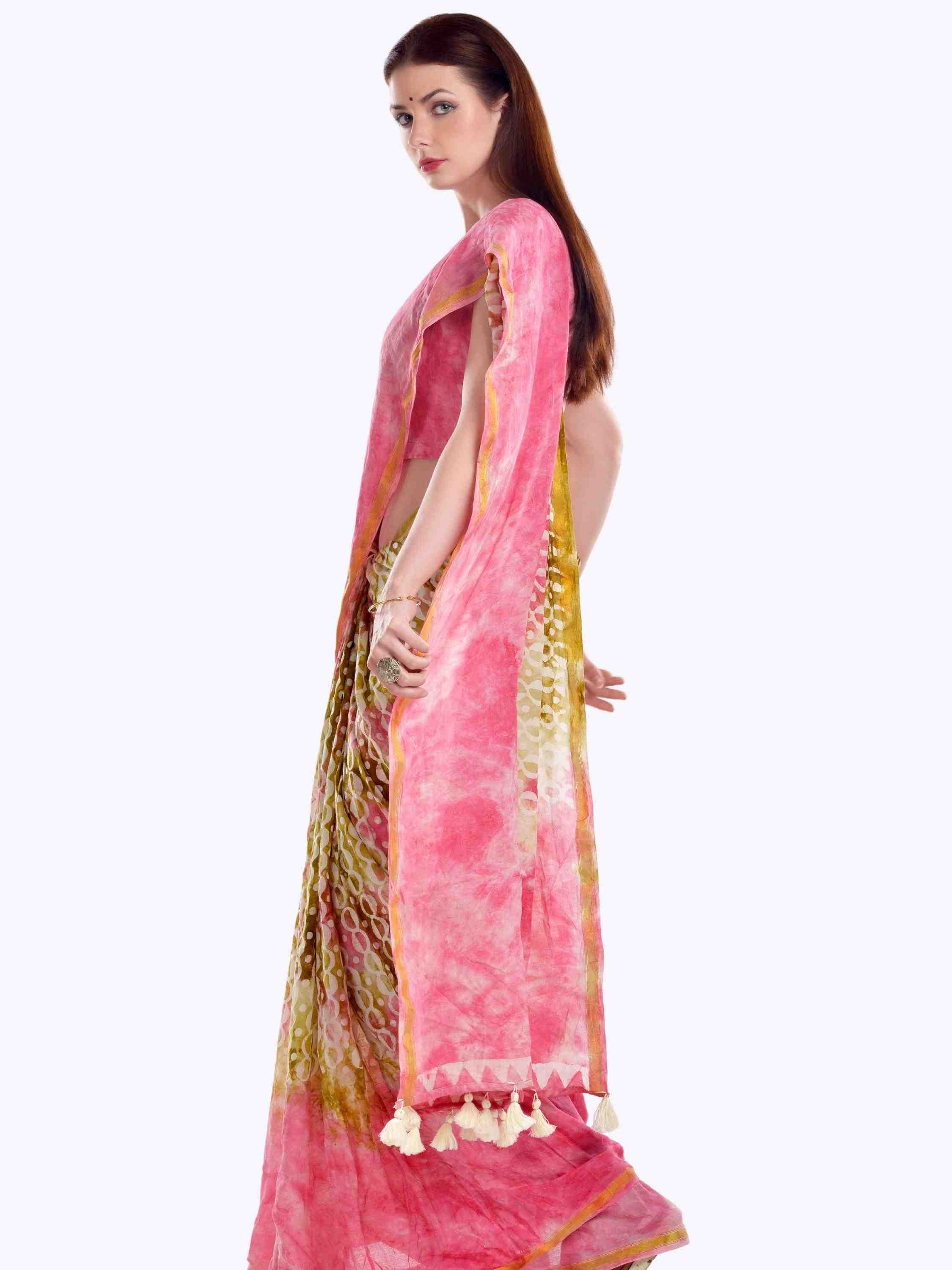 PINK MODAL MUL BATIK LIVA SAREE