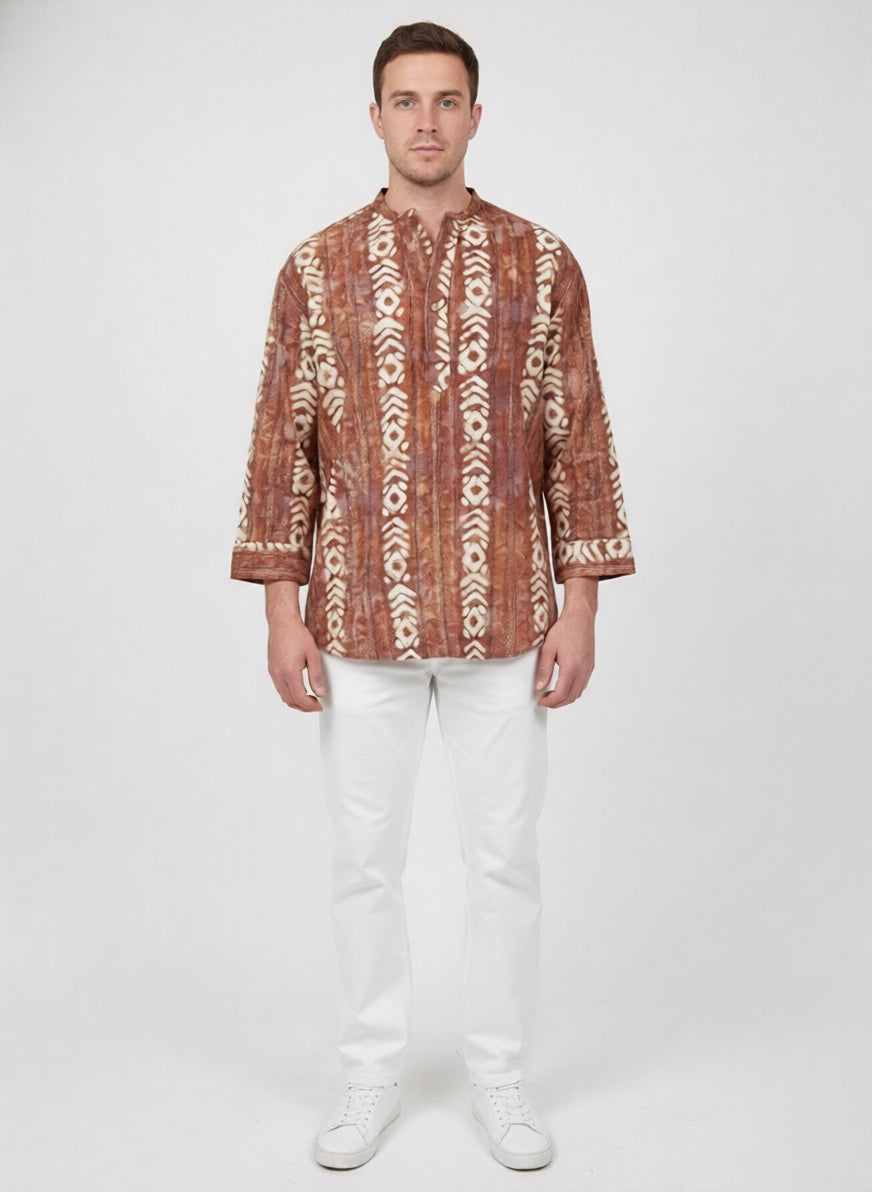 C.C NR GOLD BATIK RUST MENS SHIRT