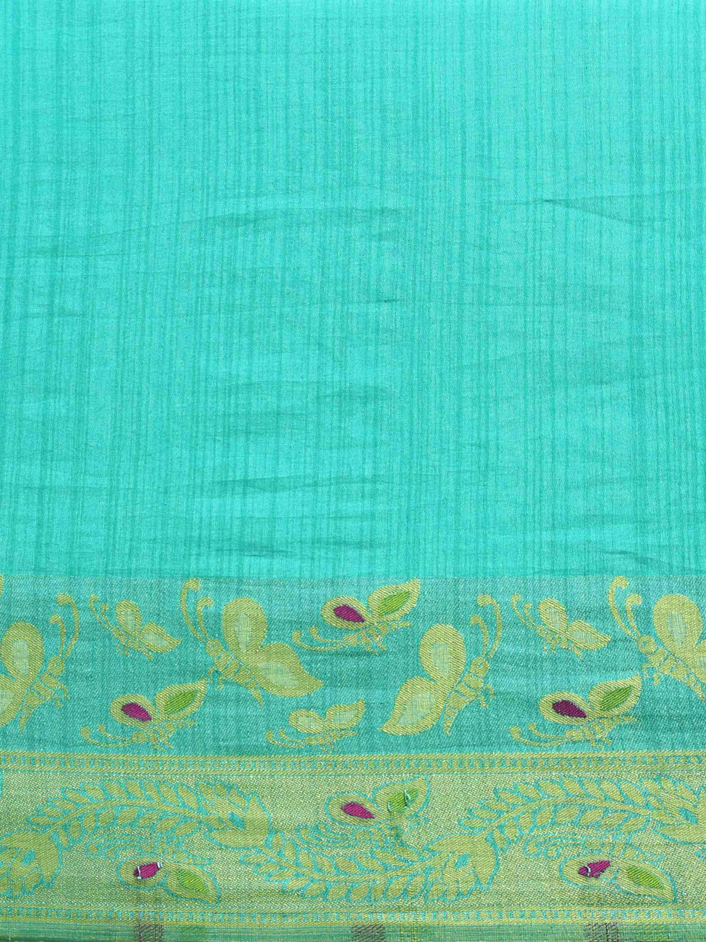 TURQUOISE BANARASI BUTTERFLY SILK SAREE