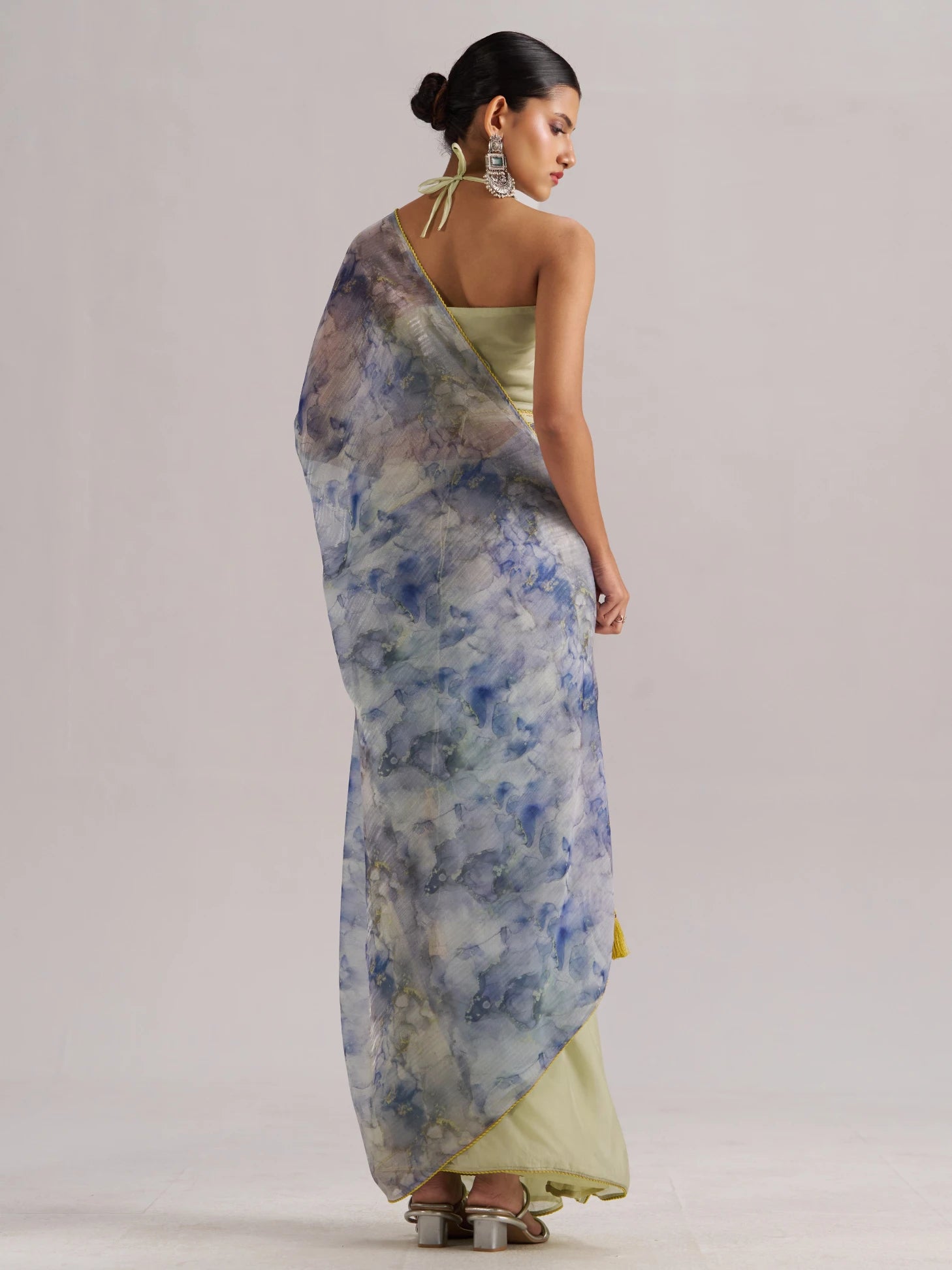 AQUA CRYSTAL READY TO WEAR SAREE WITH BLOUSE